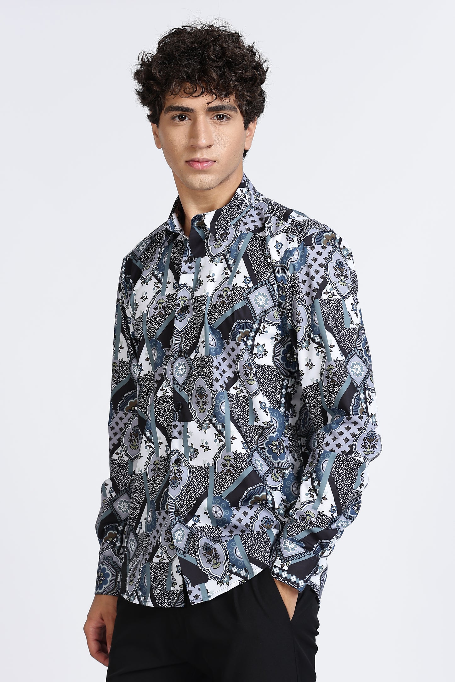 Geometric Printed Melange Shirt