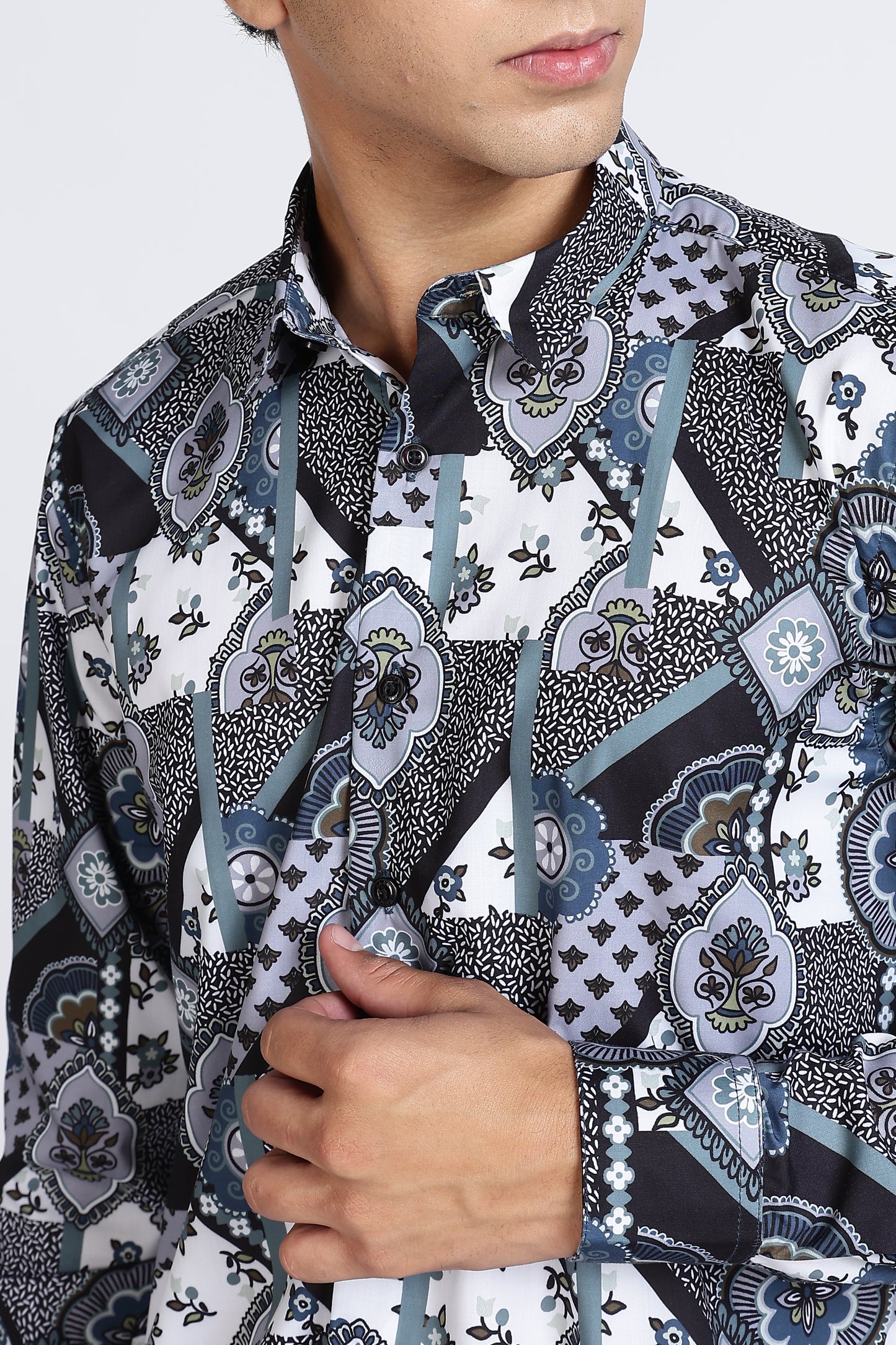 Geometric Printed Melange Shirt