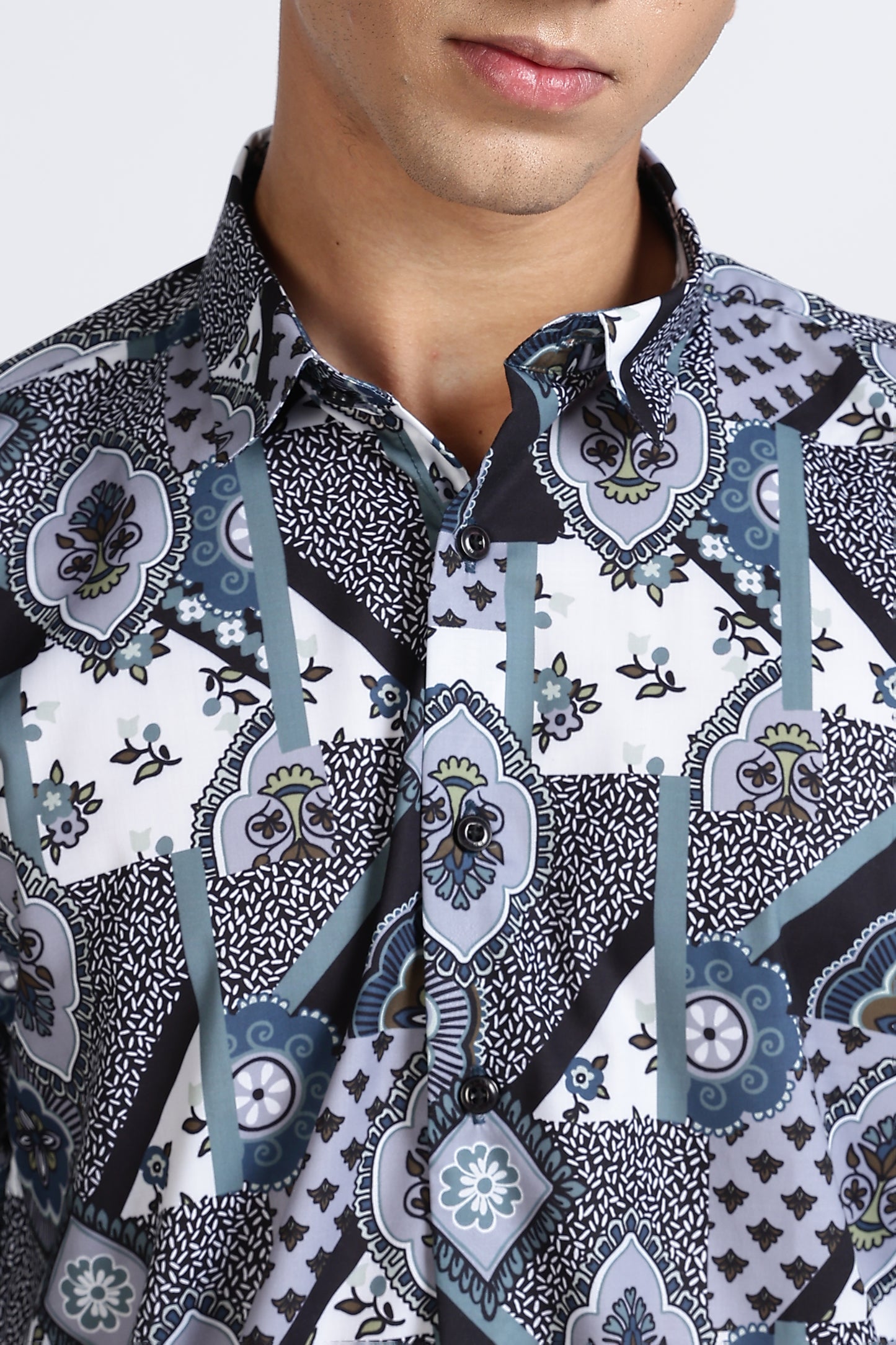 Geometric Printed Melange Shirt
