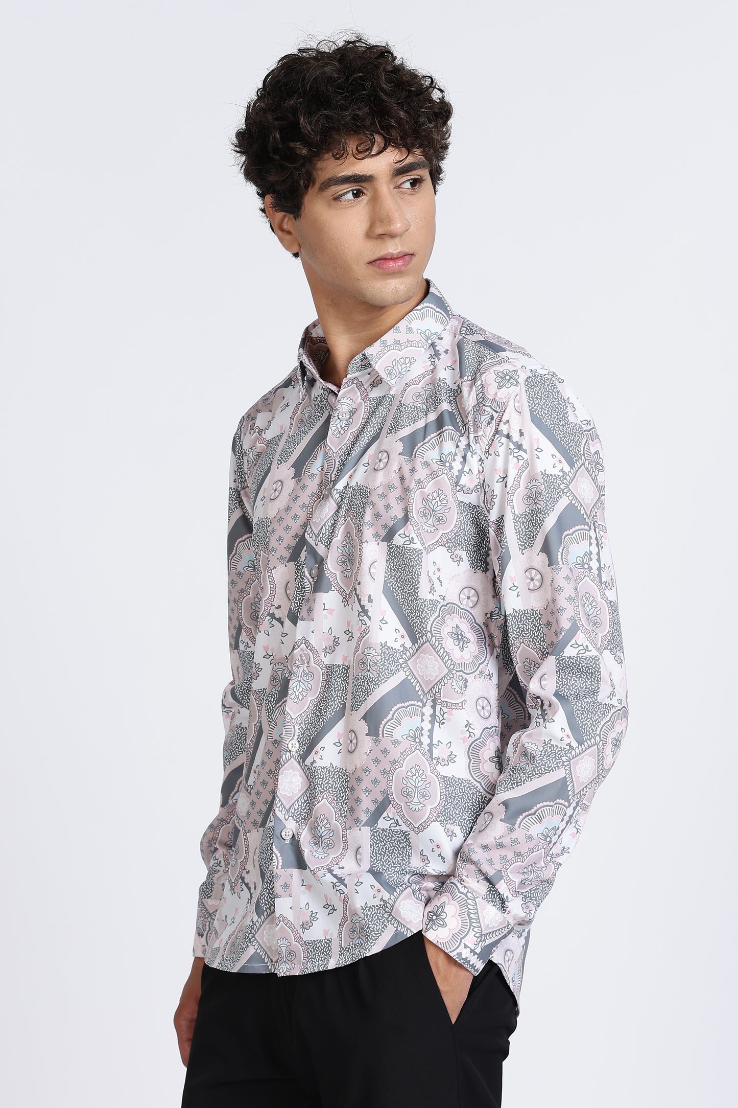 Abstract Printed Melange Shirt