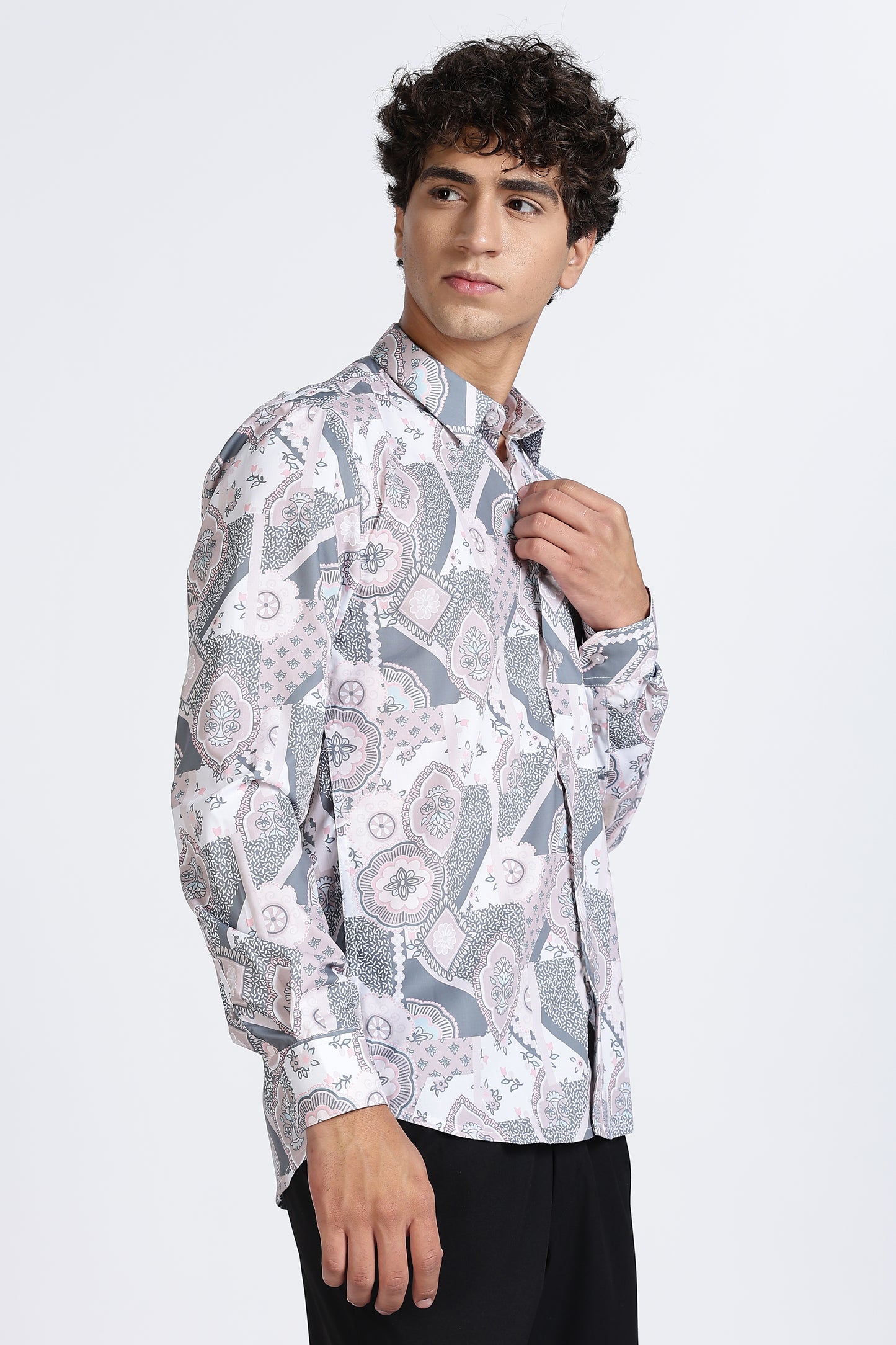 Abstract Printed Melange Shirt