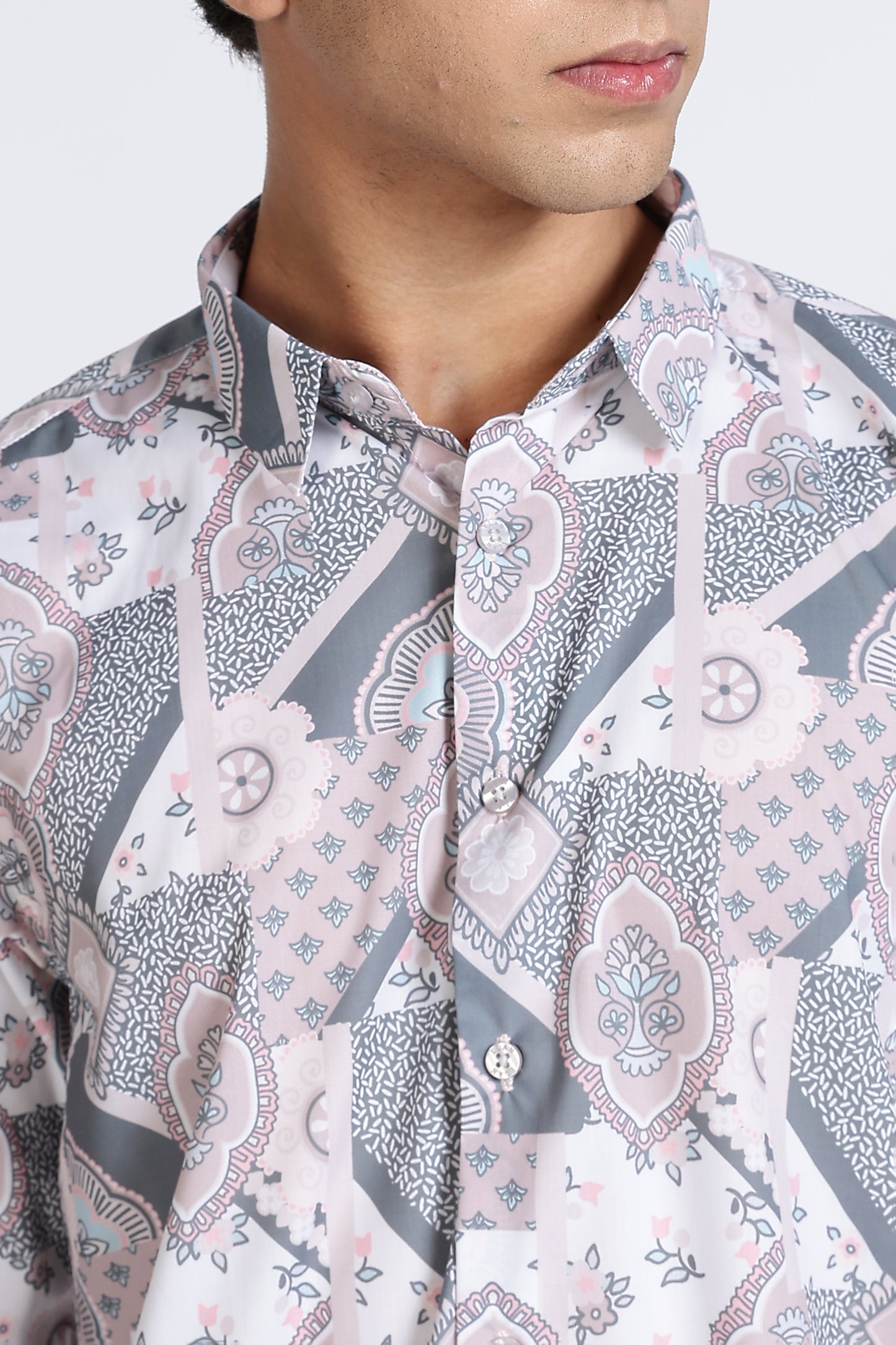 Abstract Printed Melange Shirt