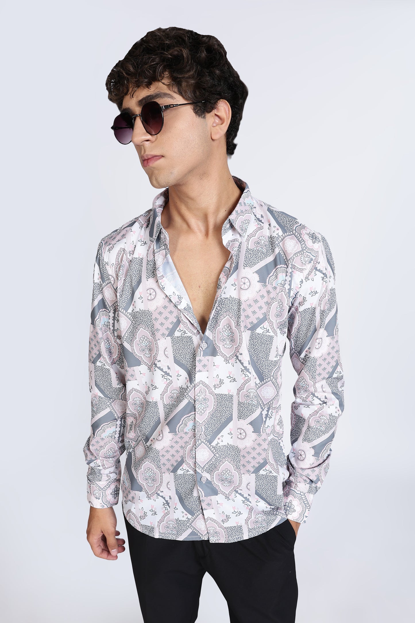 Abstract Printed Melange Shirt