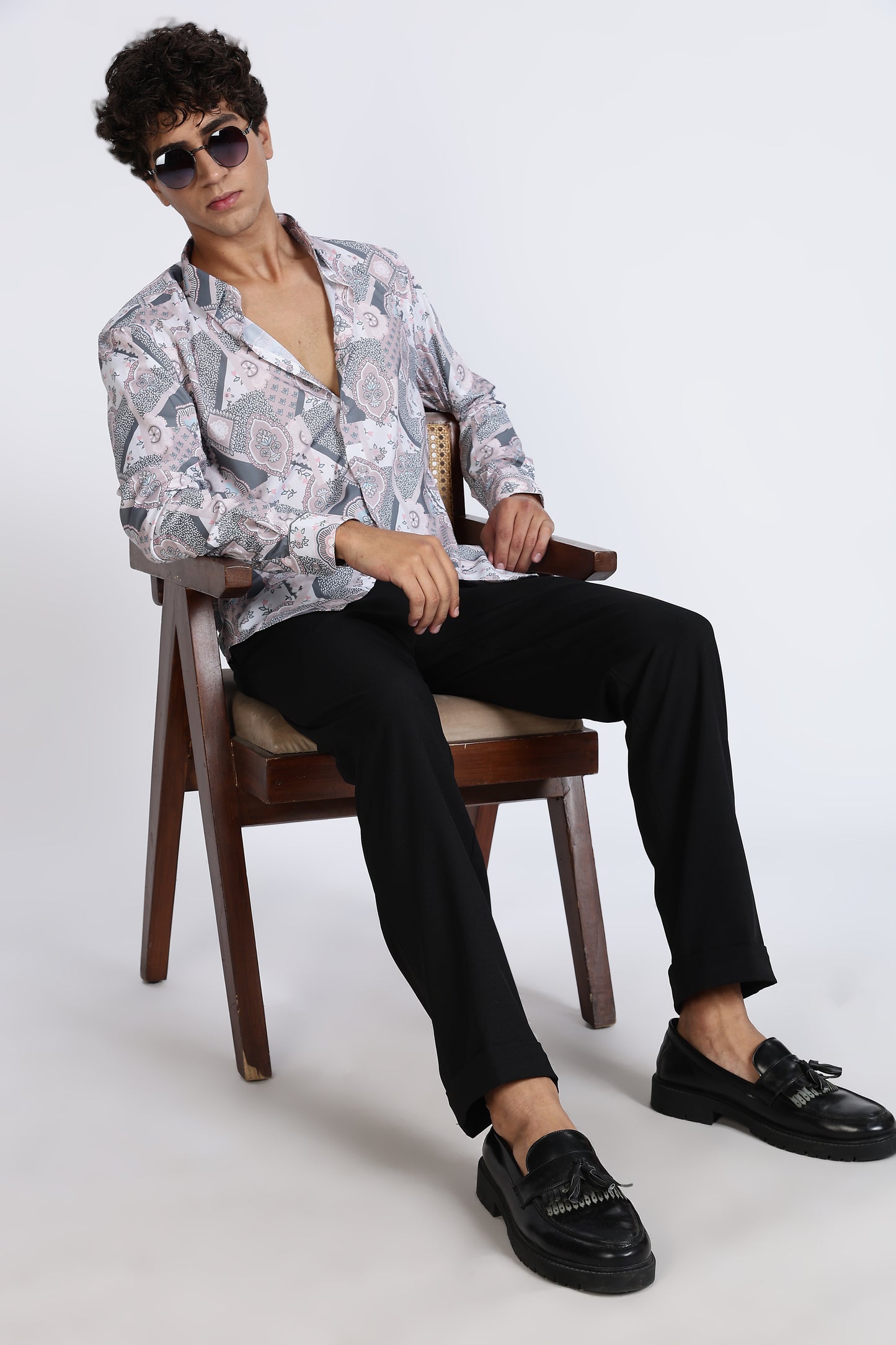 Abstract Printed Melange Shirt