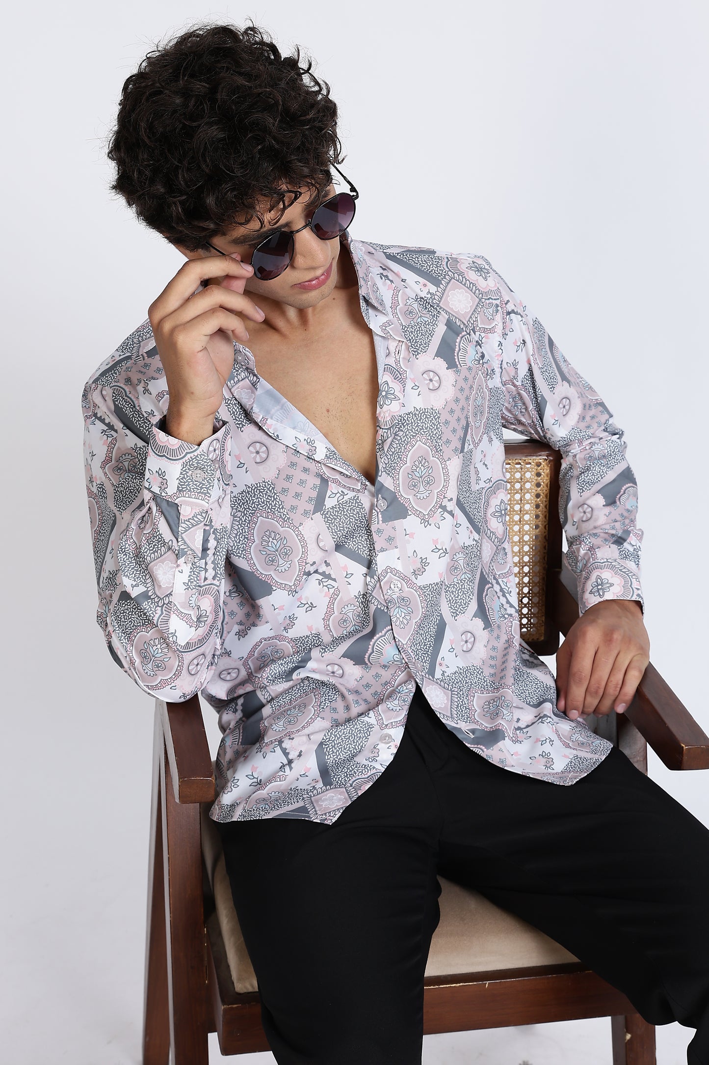 Abstract Printed Melange Shirt