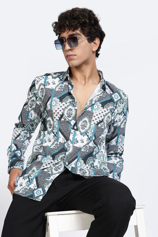 Abstract Printed Melange Shirt