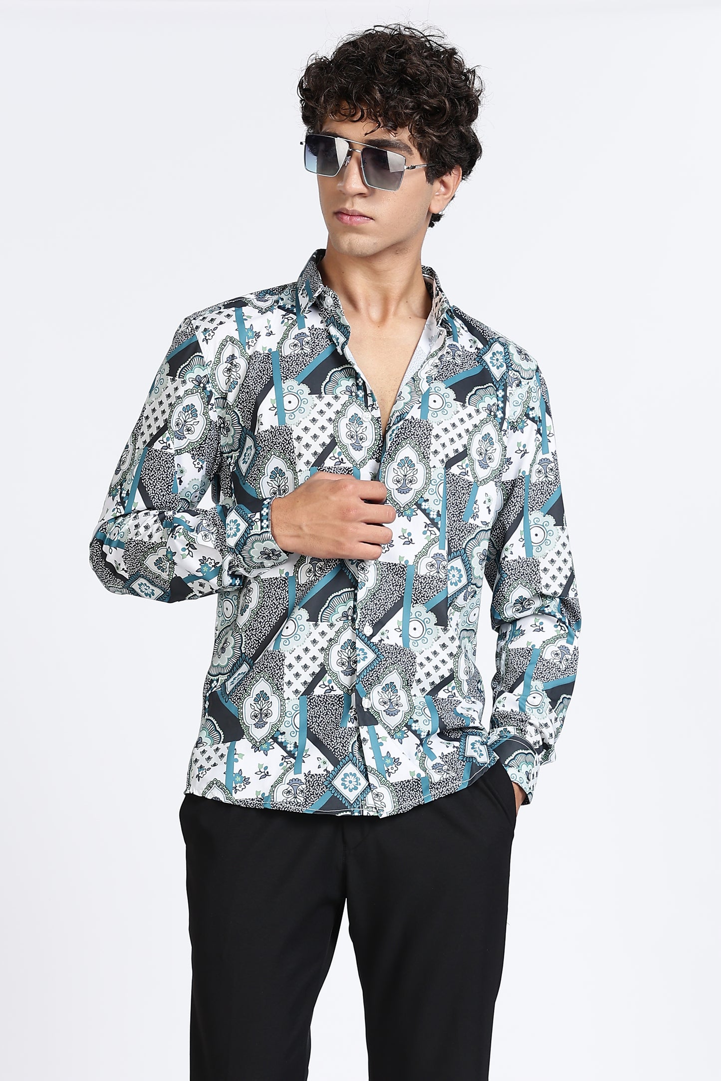 Abstract Printed Melange Shirt