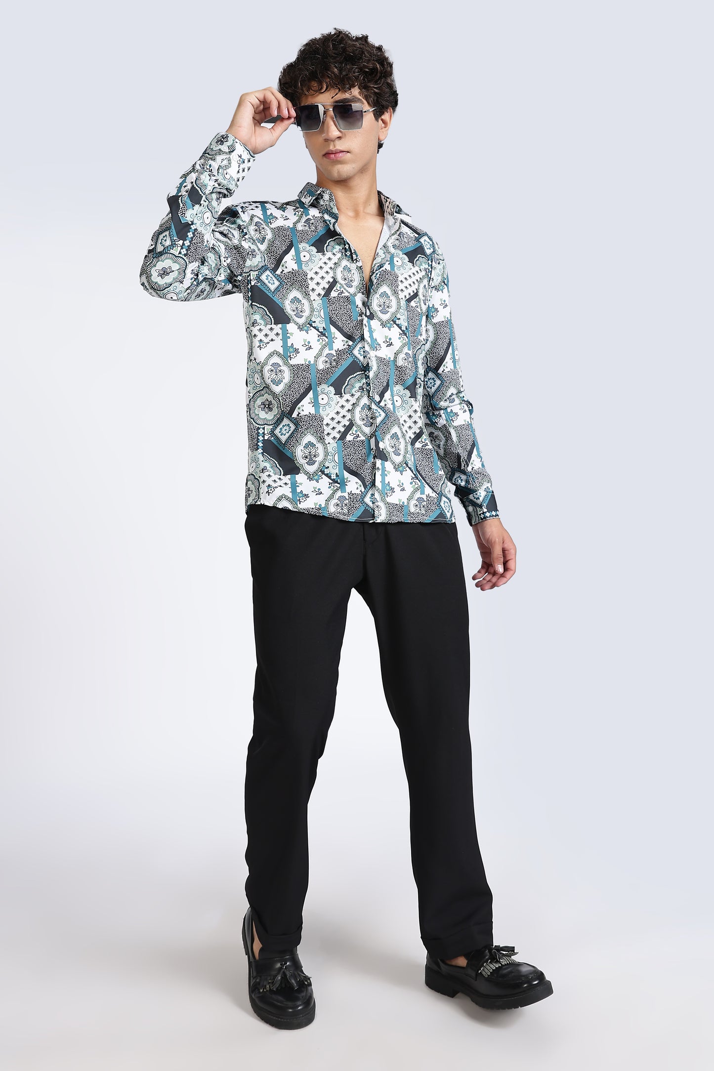 Abstract Printed Melange Shirt