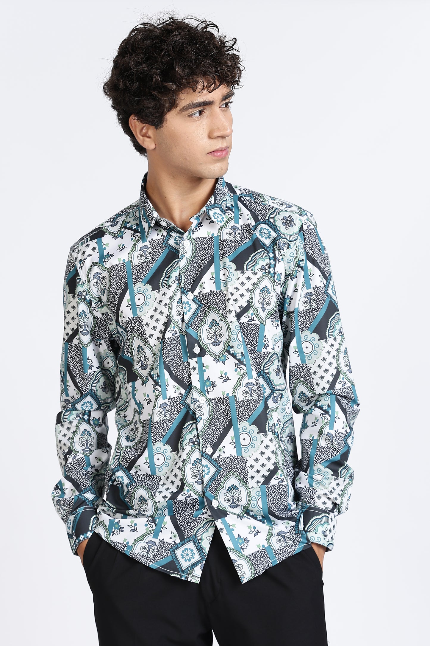 Abstract Printed Melange Shirt
