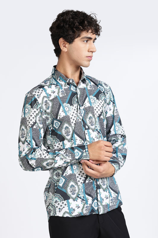 Abstract Printed Melange Shirt