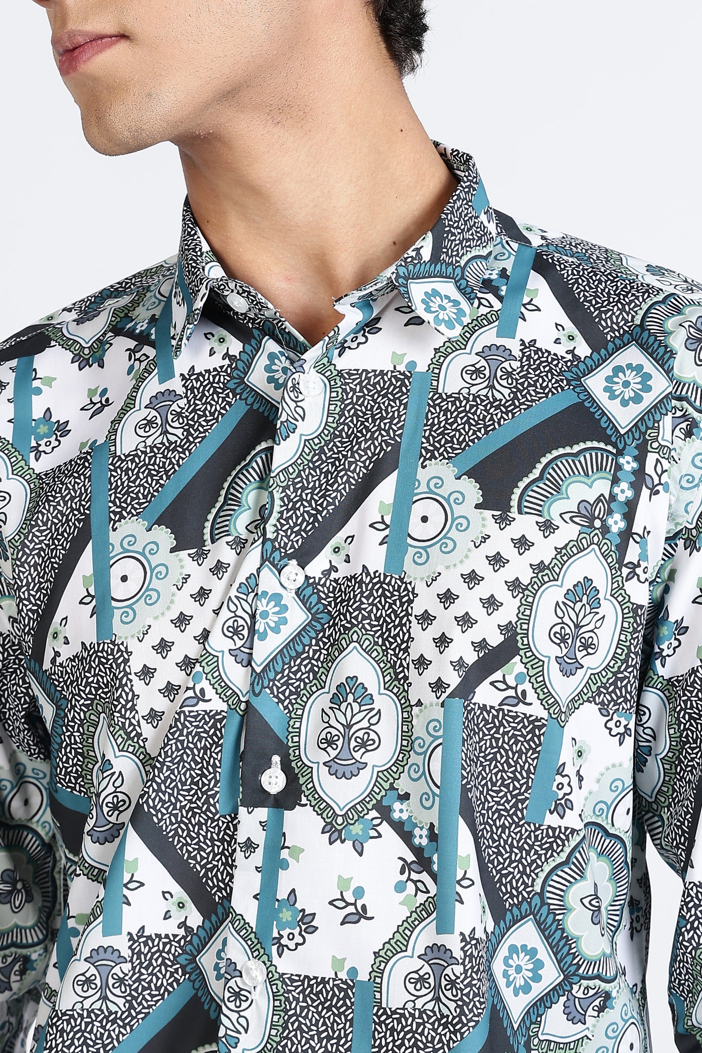 Abstract Printed Melange Shirt