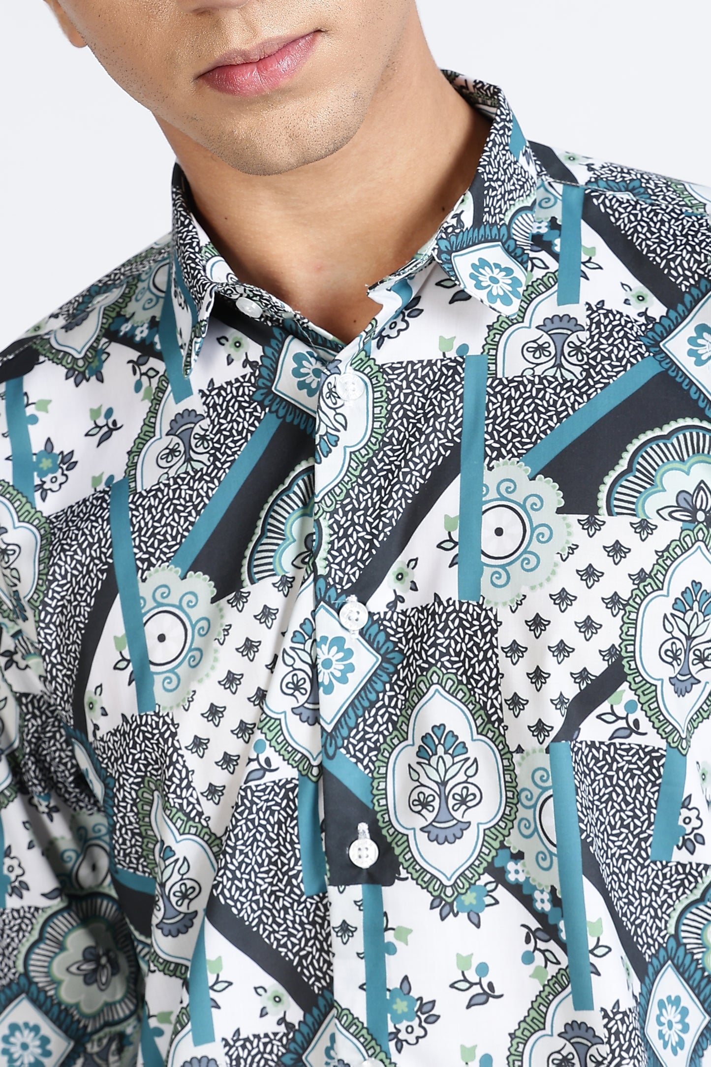 Abstract Printed Melange Shirt