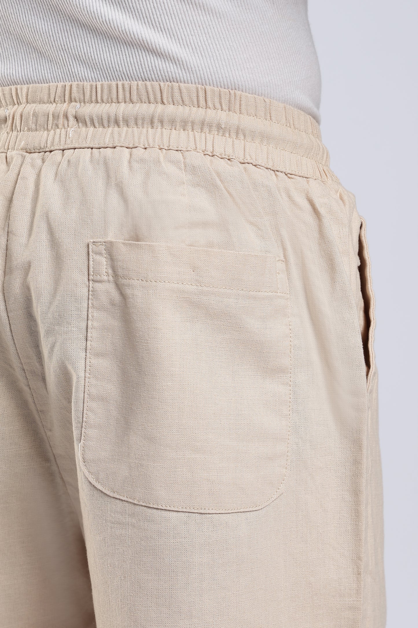 LINEN TAN BEIGE STRAIGHT FIT PANTS