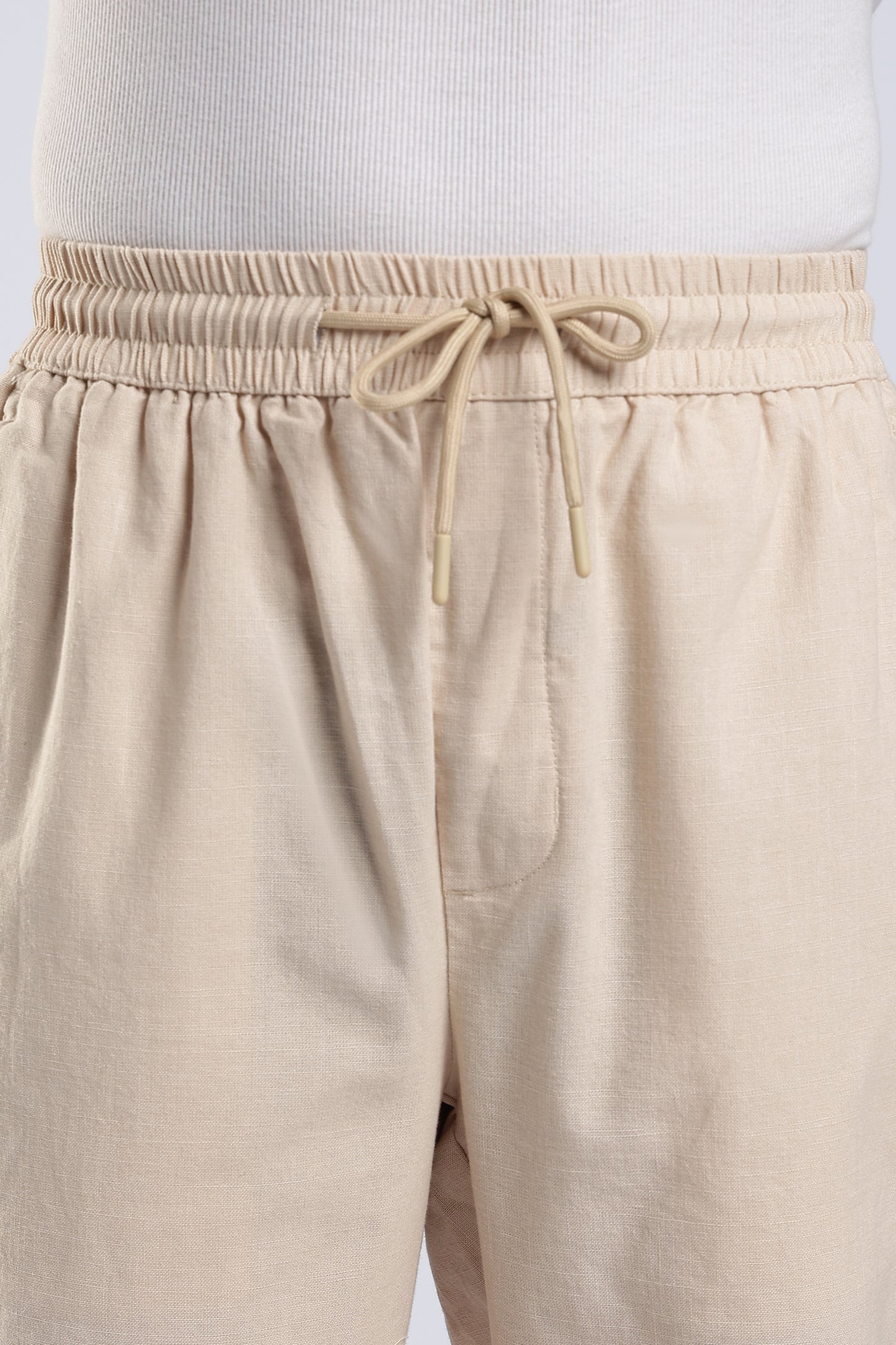 LINEN TAN BEIGE STRAIGHT FIT PANTS