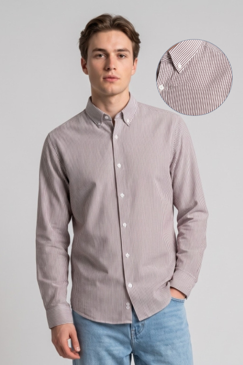 Purple Stripe Linen Regular Fit Shirt