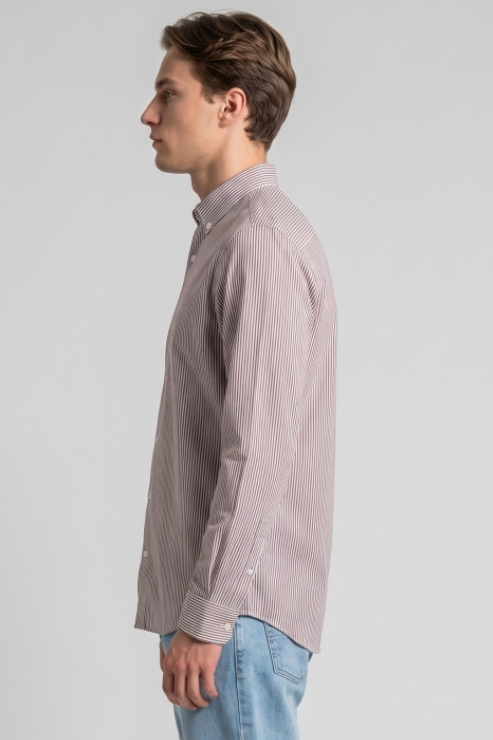 Purple Stripe Linen Regular Fit Shirt