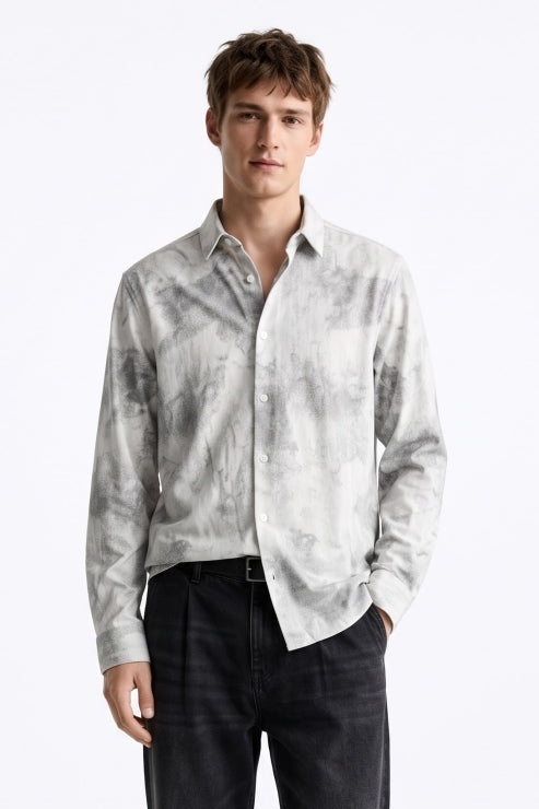 Grey Distressed Texture Shirt