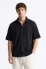 Textured Black Waffle Shirt