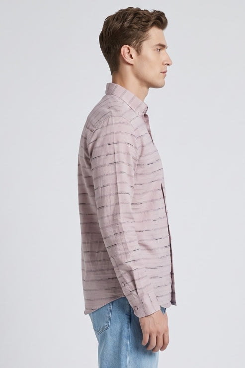 Pink Horizontal Stripe Oxford Shirt