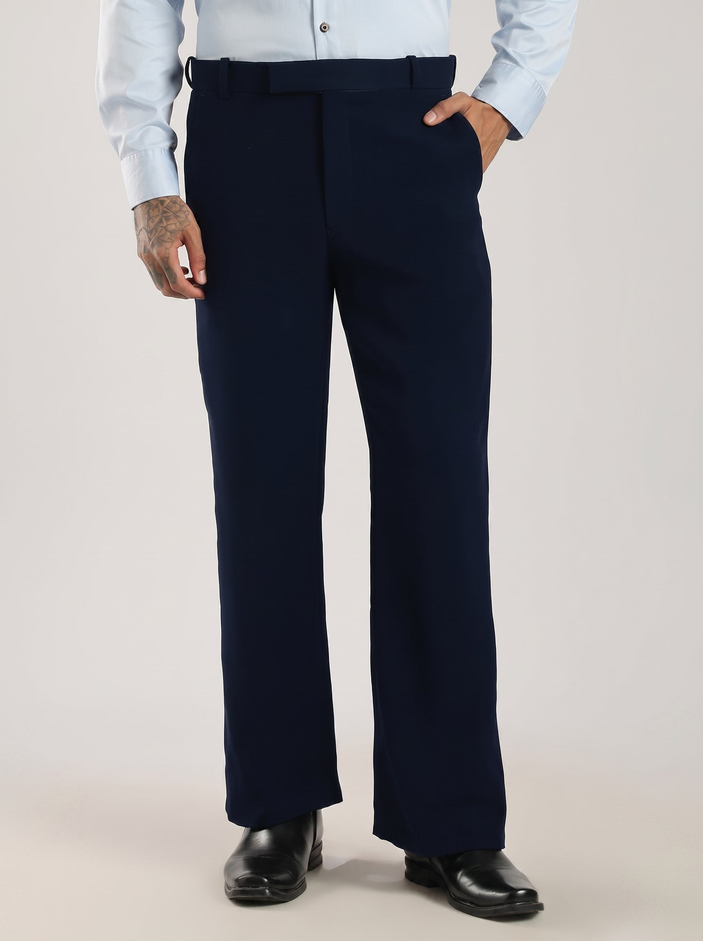 Navy Blue Signature Armani-Finish Bootcut Trousers