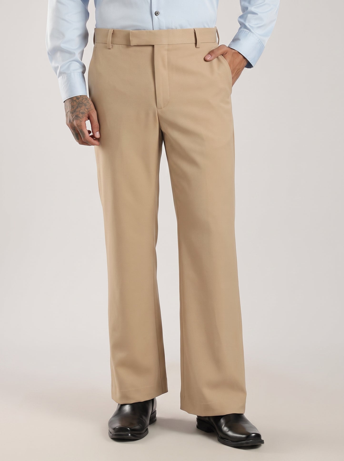 Sand Beige Signature Armani-Finish Bootcut Trousers