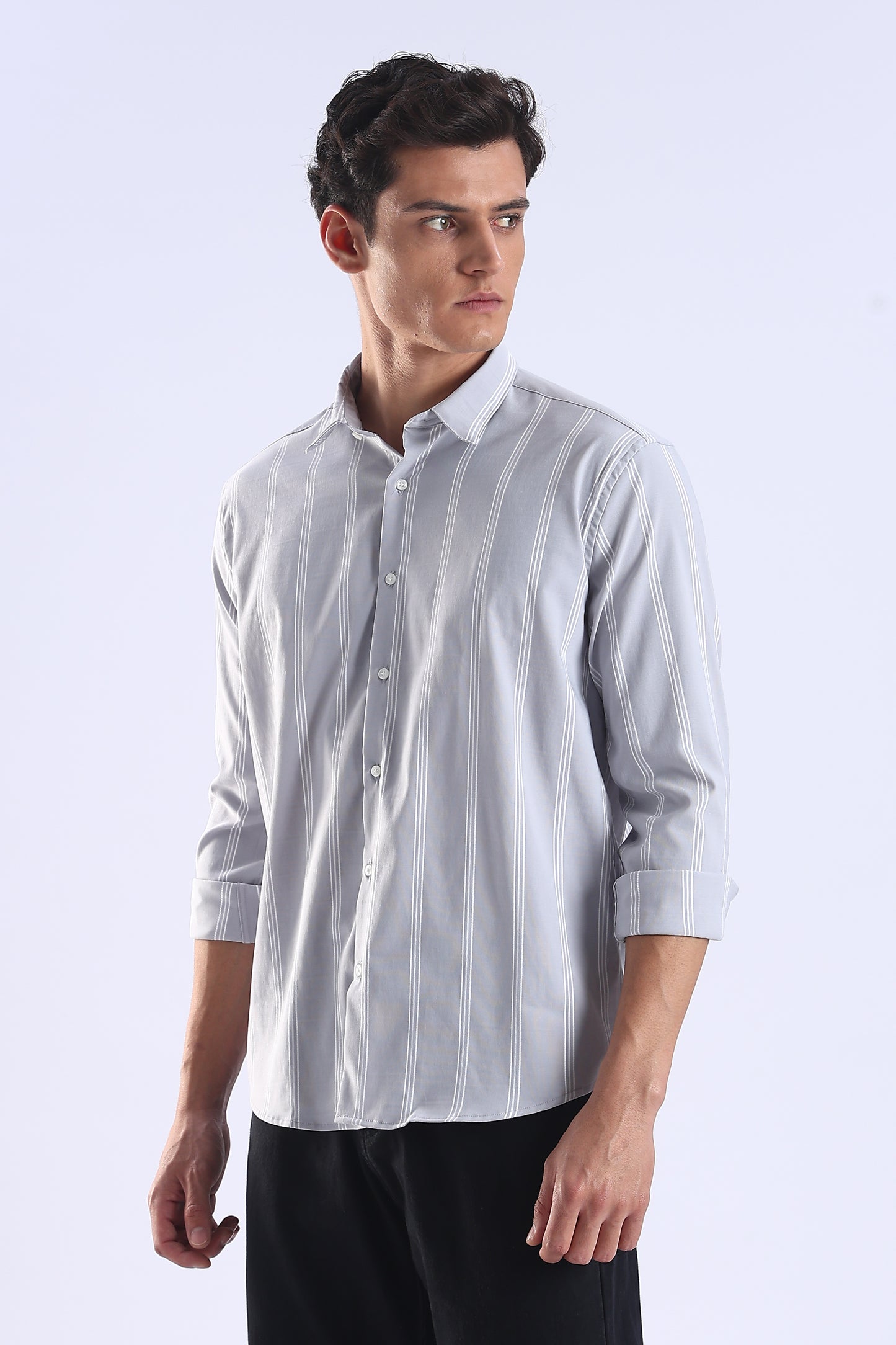 Light Blue Regular Fit Stripe Shirt