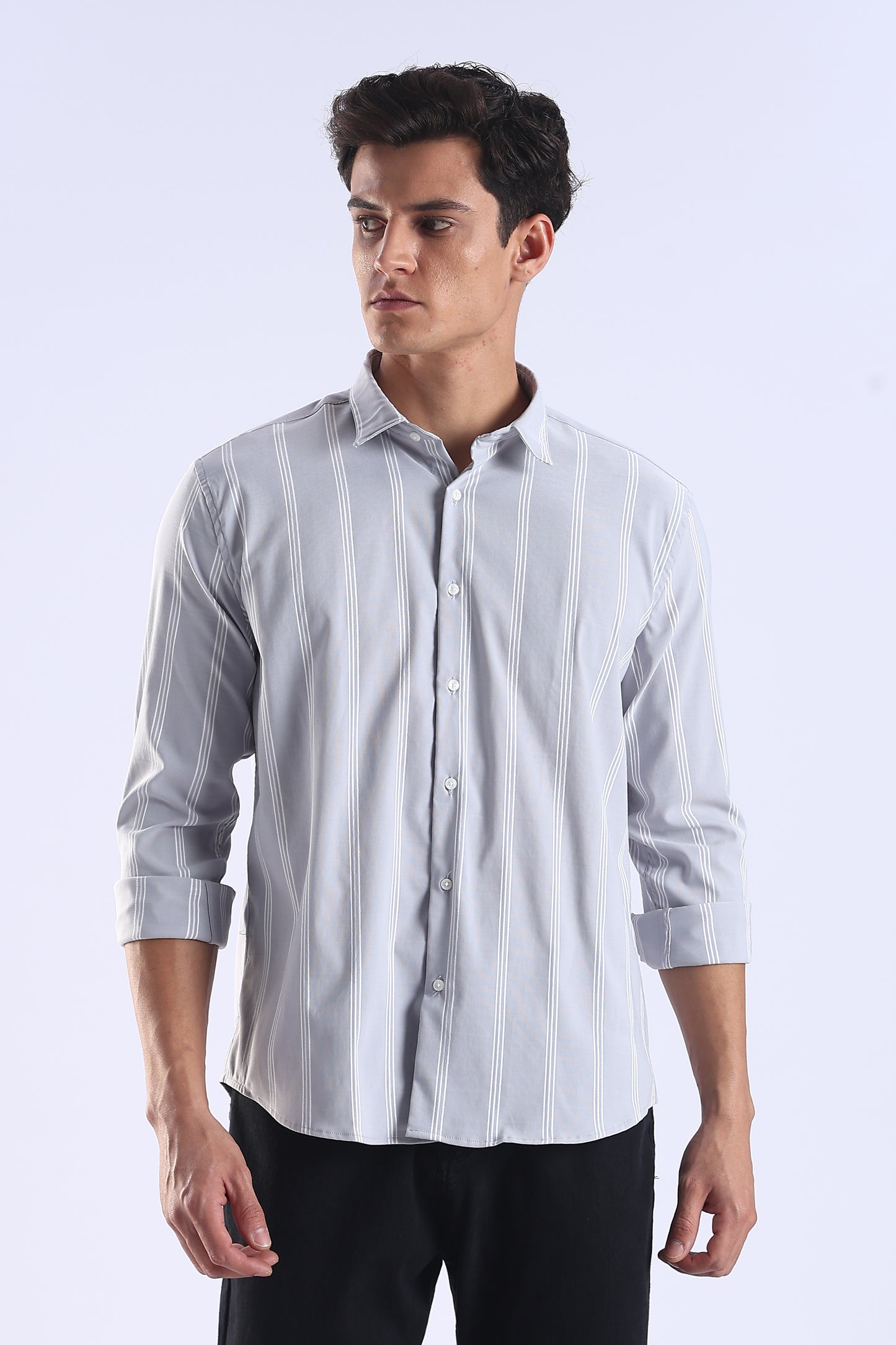 Light Blue Regular Fit Stripe Shirt