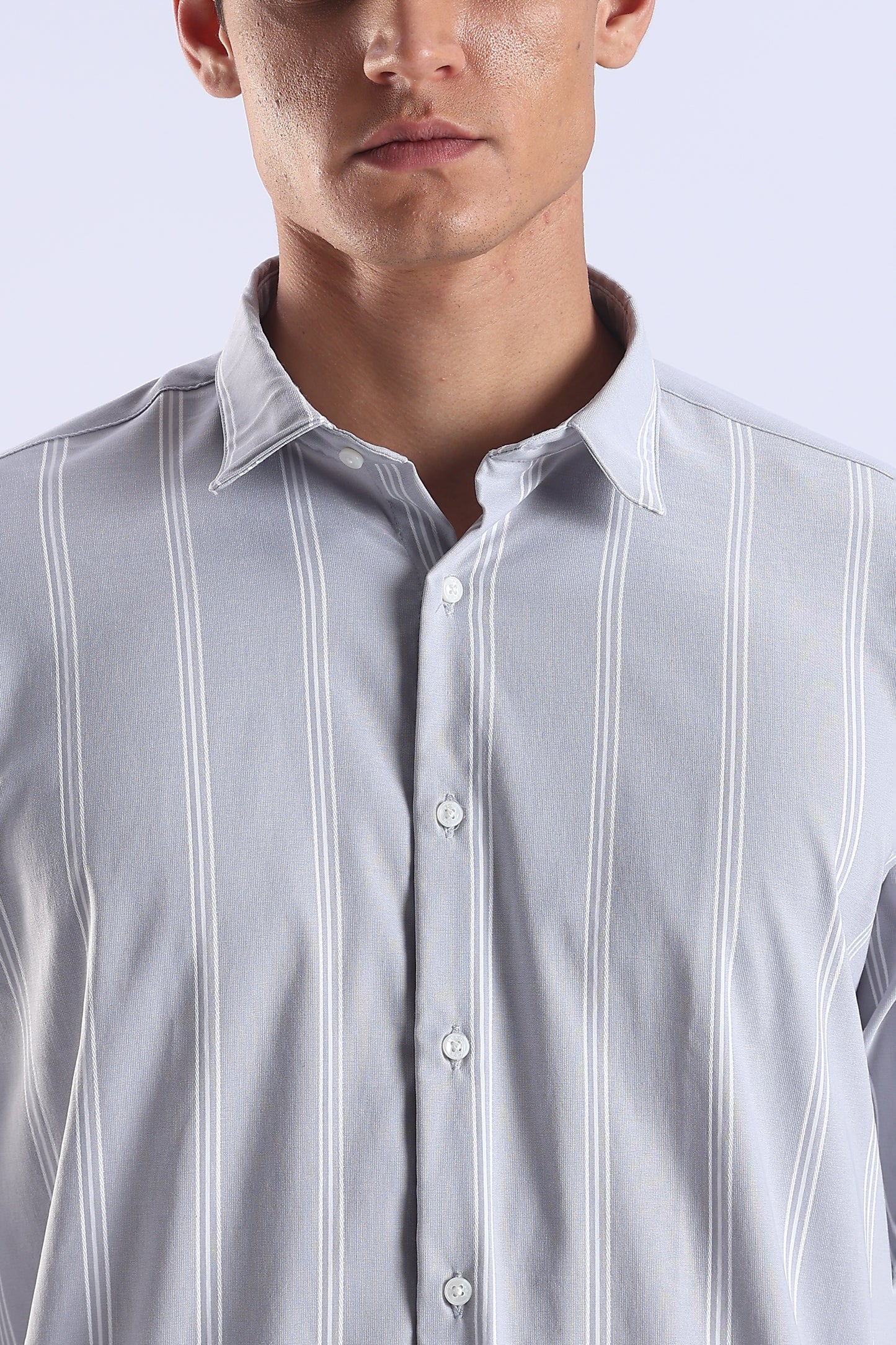 Light Blue Regular Fit Stripe Shirt