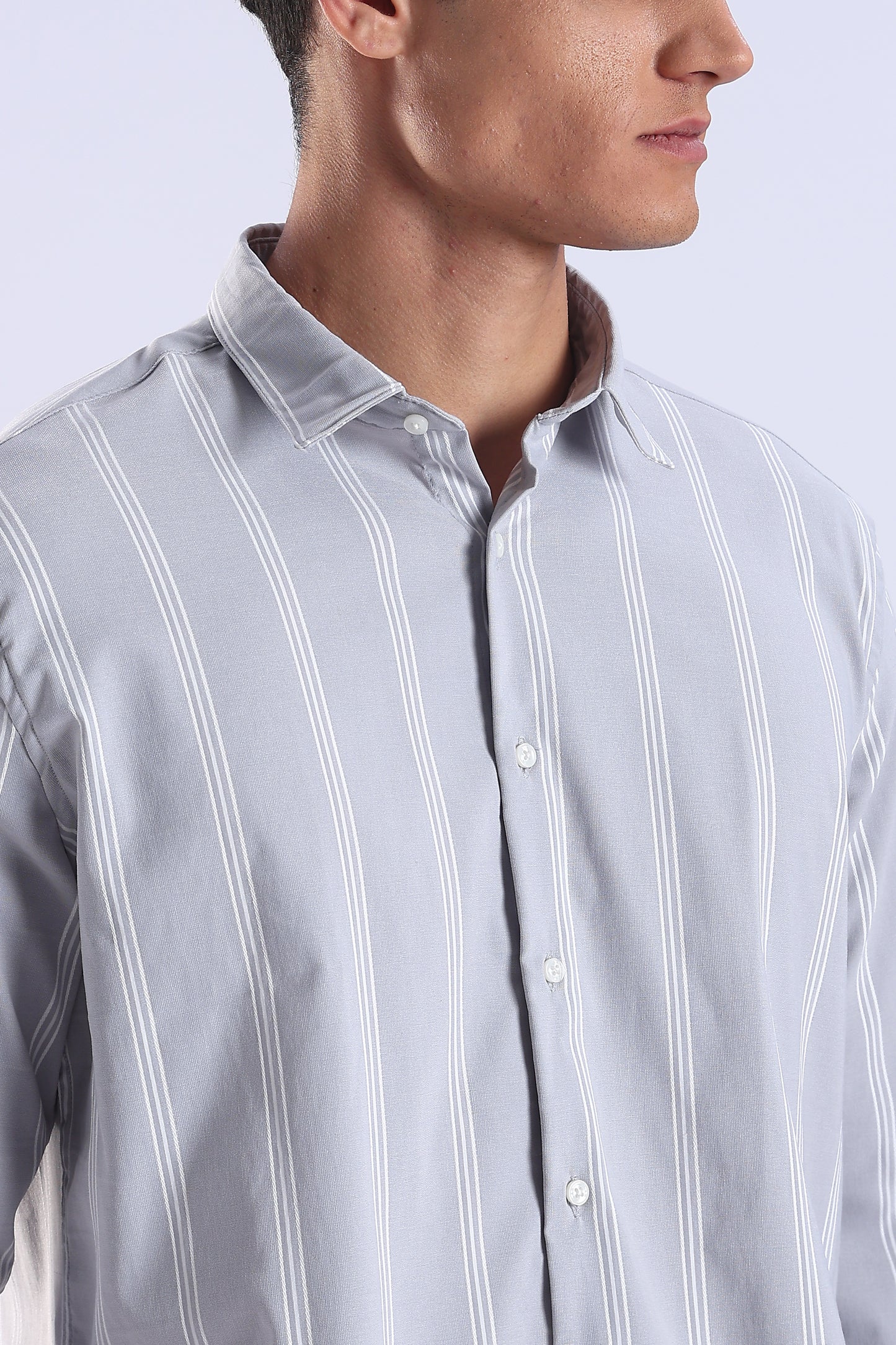Light Blue Regular Fit Stripe Shirt