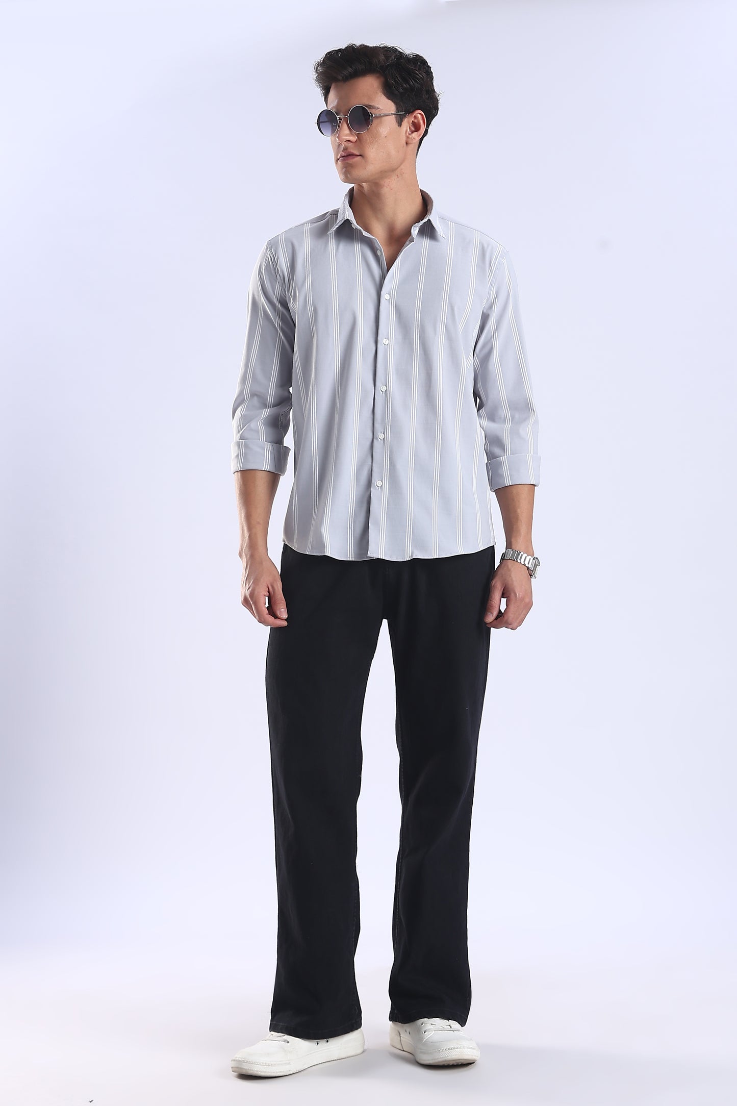 Light Blue Regular Fit Stripe Shirt