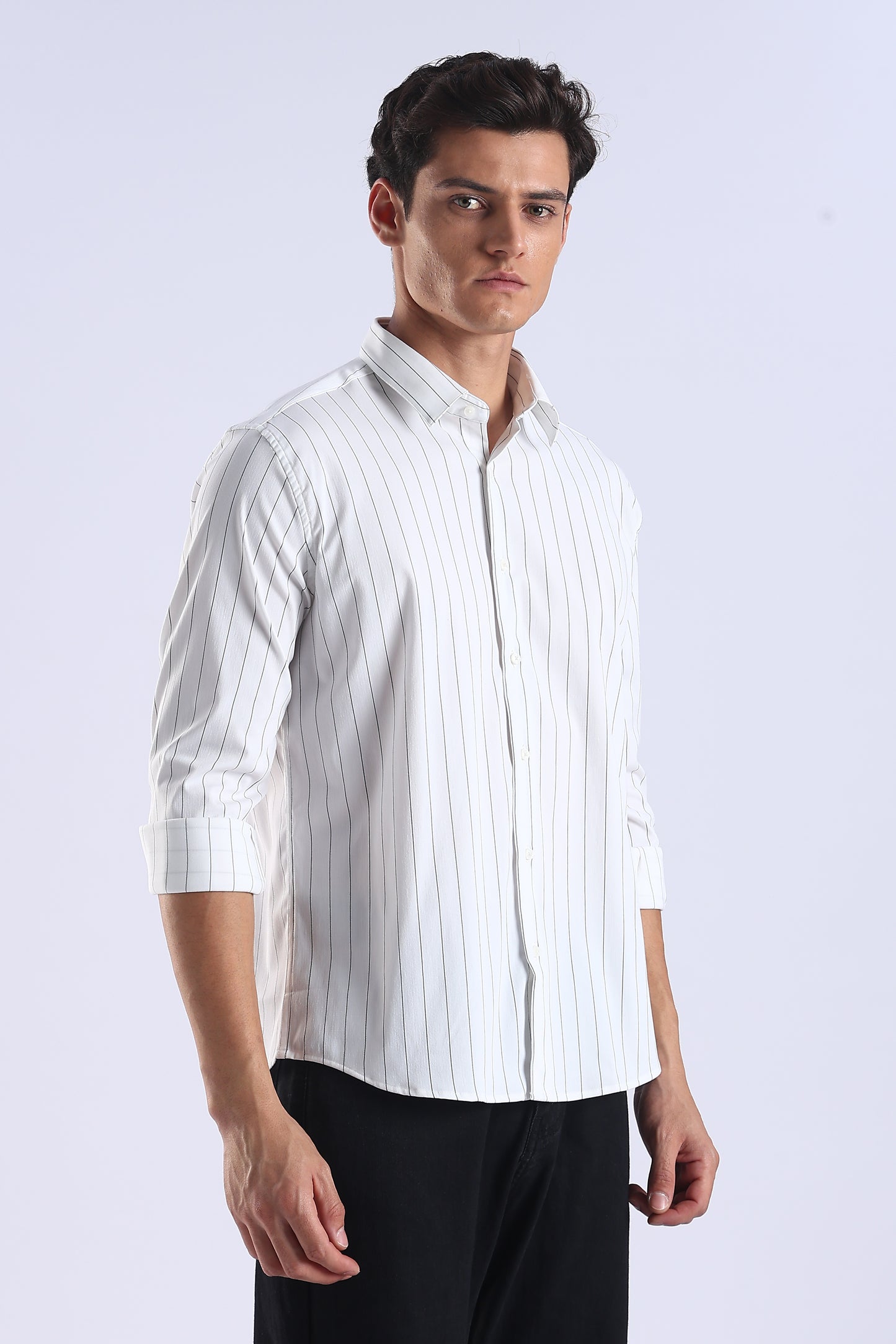 Slim Fit White Button Down Stripe Shirt