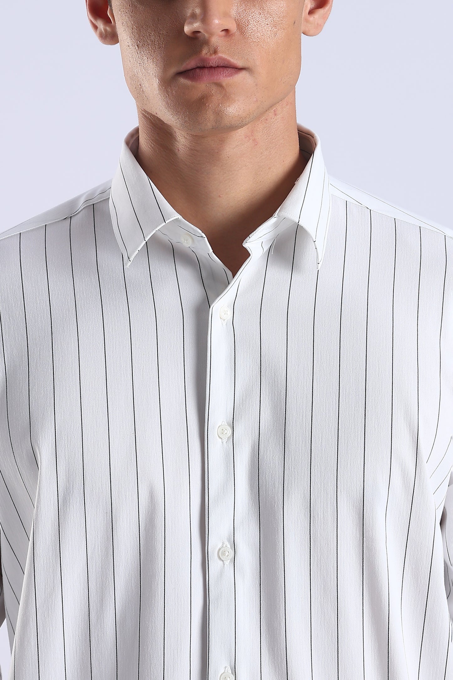 Slim Fit White Button Down Stripe Shirt
