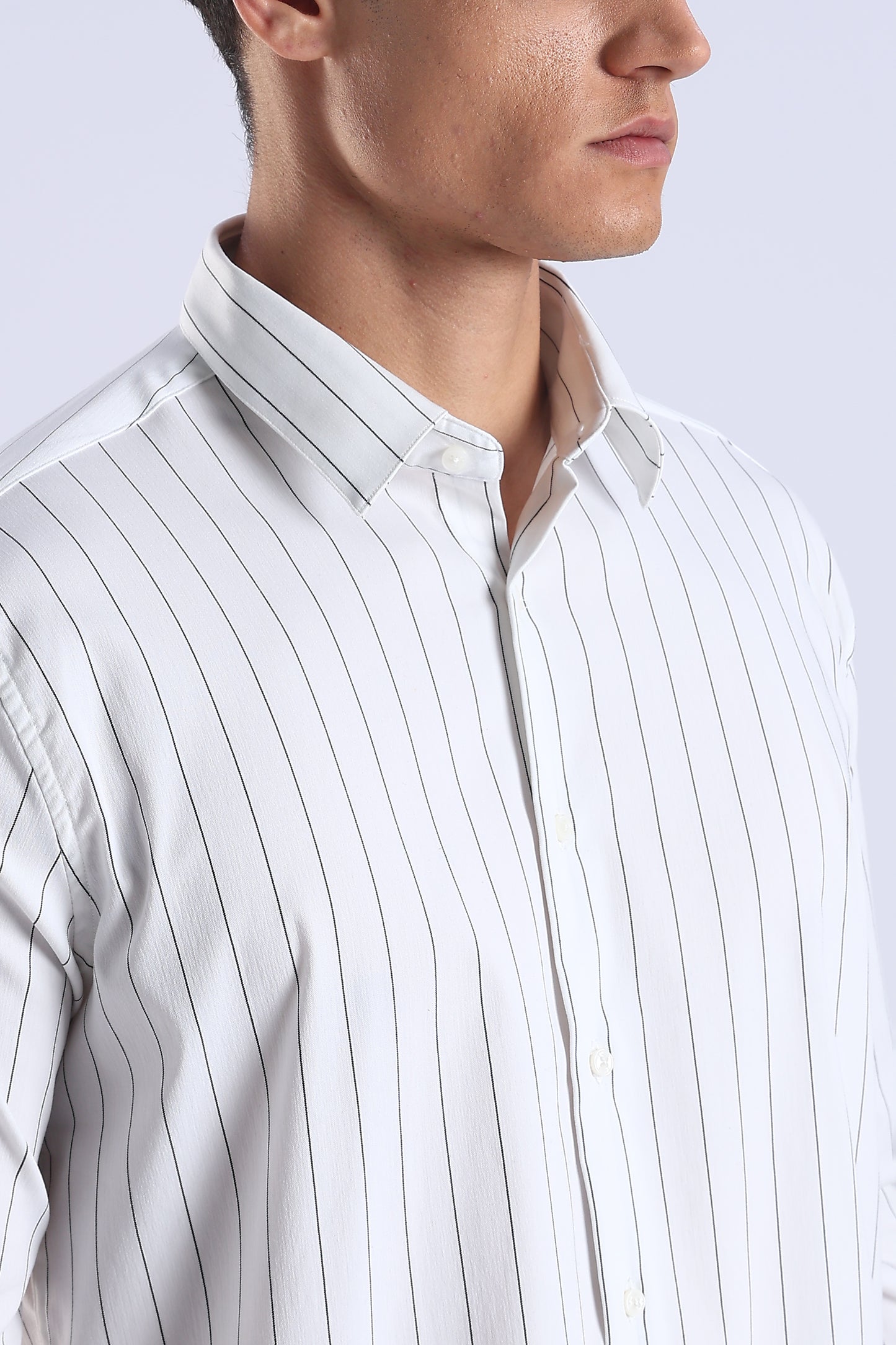 Slim Fit White Button Down Stripe Shirt