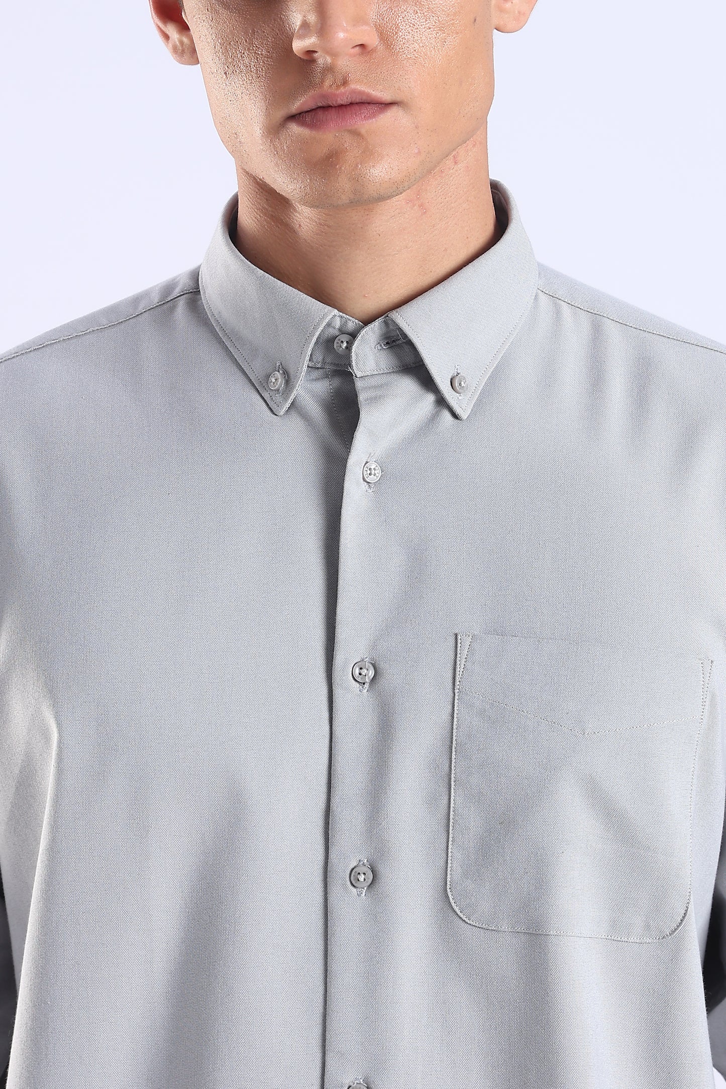 Slim Fit Light Grey Elbow Patch Shirt