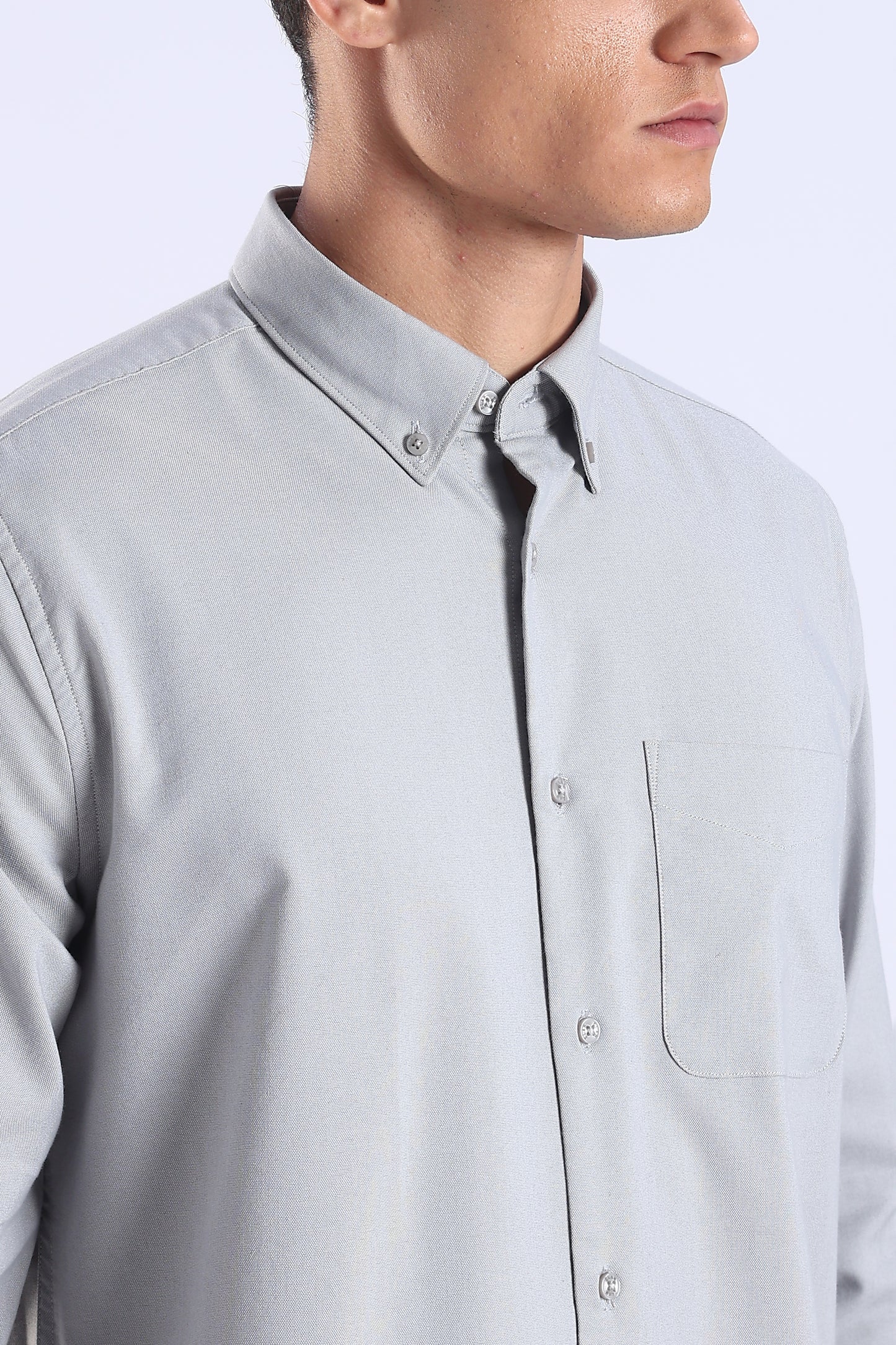 Slim Fit Light Grey Elbow Patch Shirt