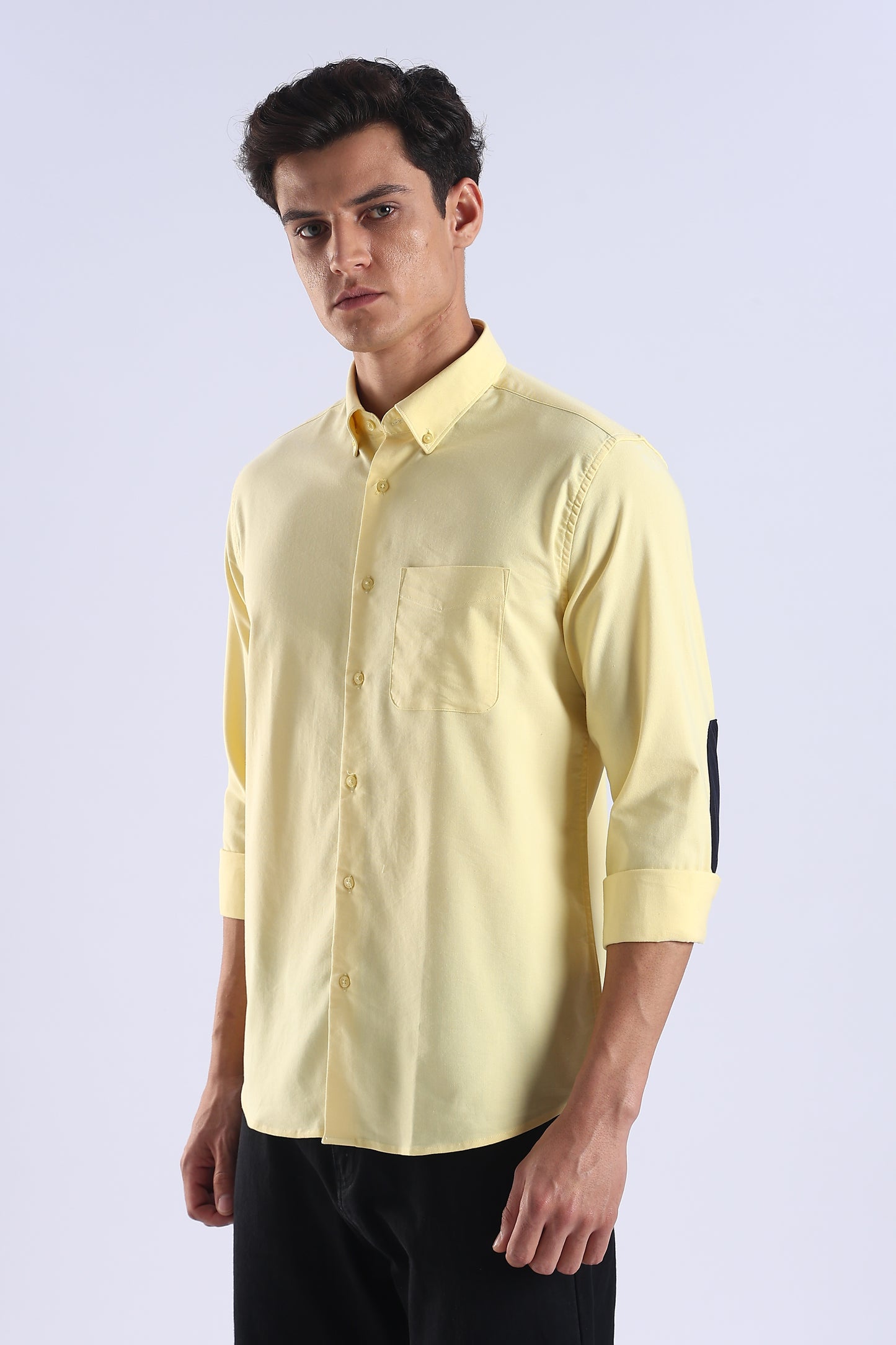 Regular Fit Yellow Elbow Patch Shirt