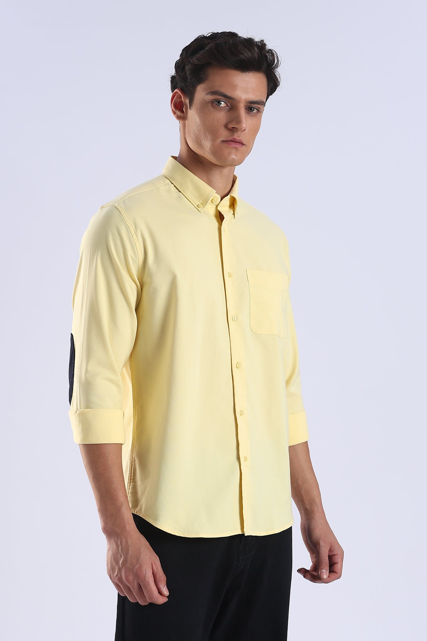 Regular Fit Yellow Elbow Patch Shirt