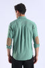 Regular Fit Elbow Patch Design Plain Light Green Shirt