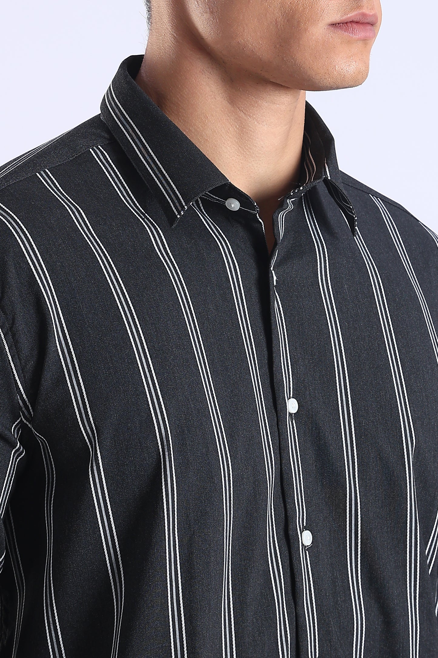 Regular Fit Black Vertical Stripe Shirt