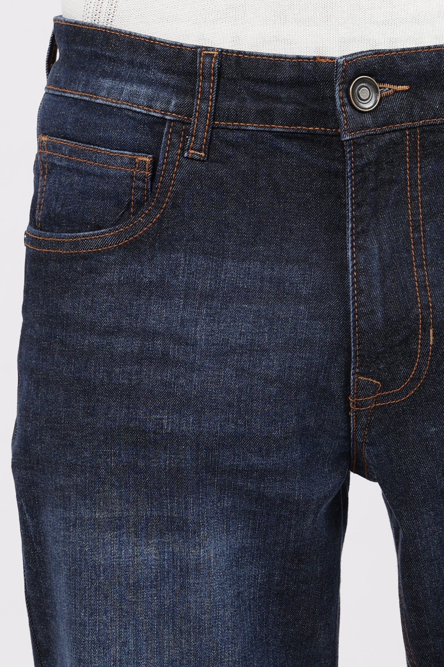 Classic Dark Blue Wash Denim Regular Fit Jeans