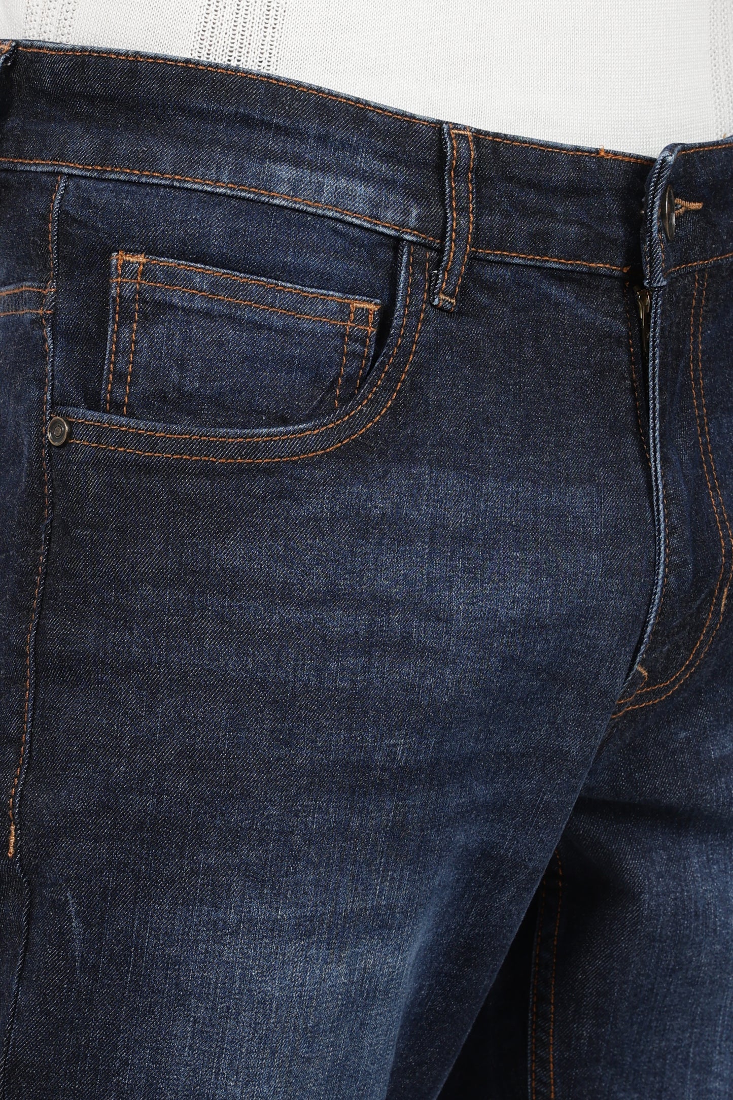 Classic Dark Blue Wash Denim Regular Fit Jeans