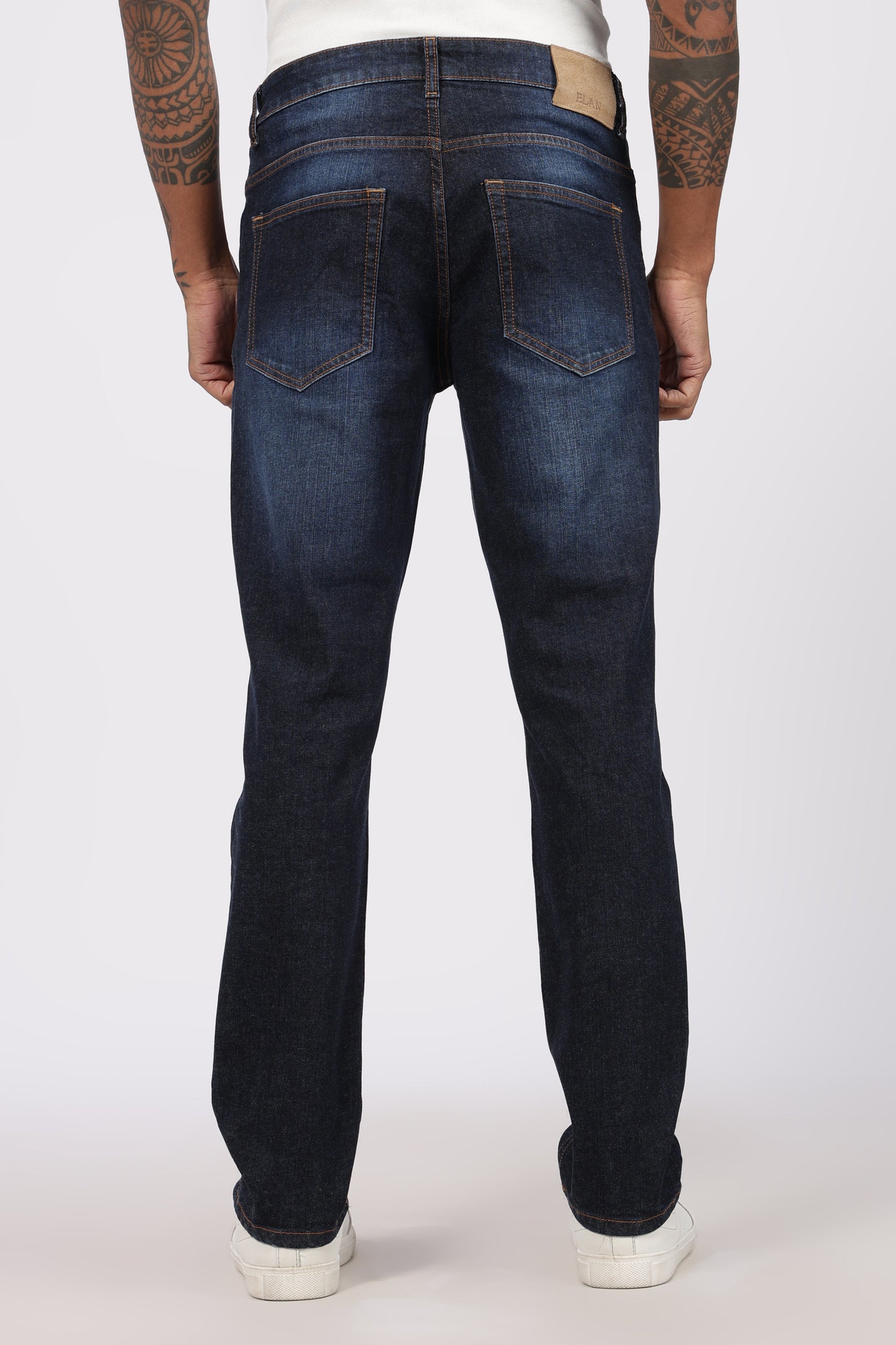 Classic Dark Blue Wash Denim Regular Fit Jeans