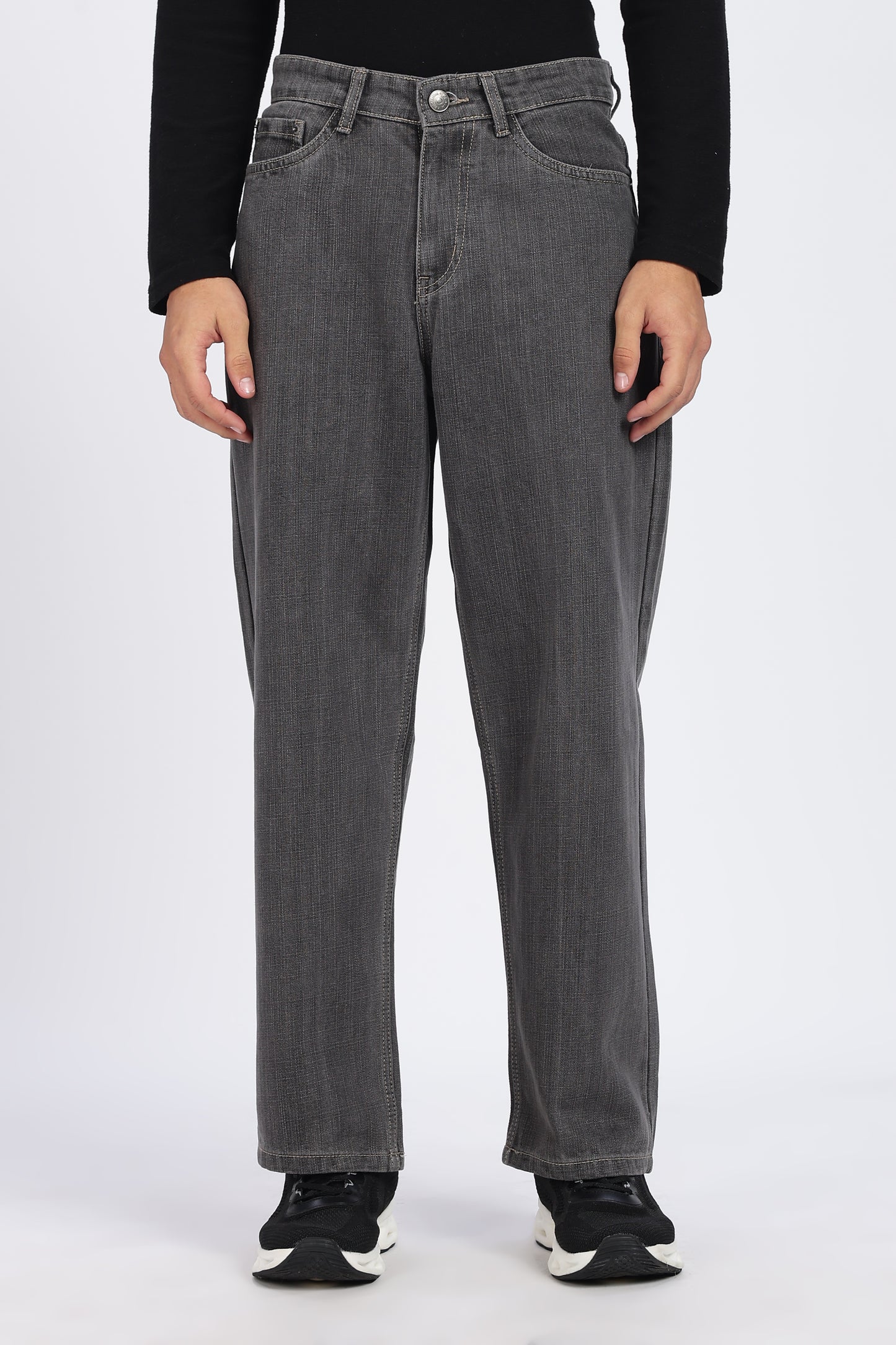 Washed Charcoal Grey Loose Fit Denim Jeans