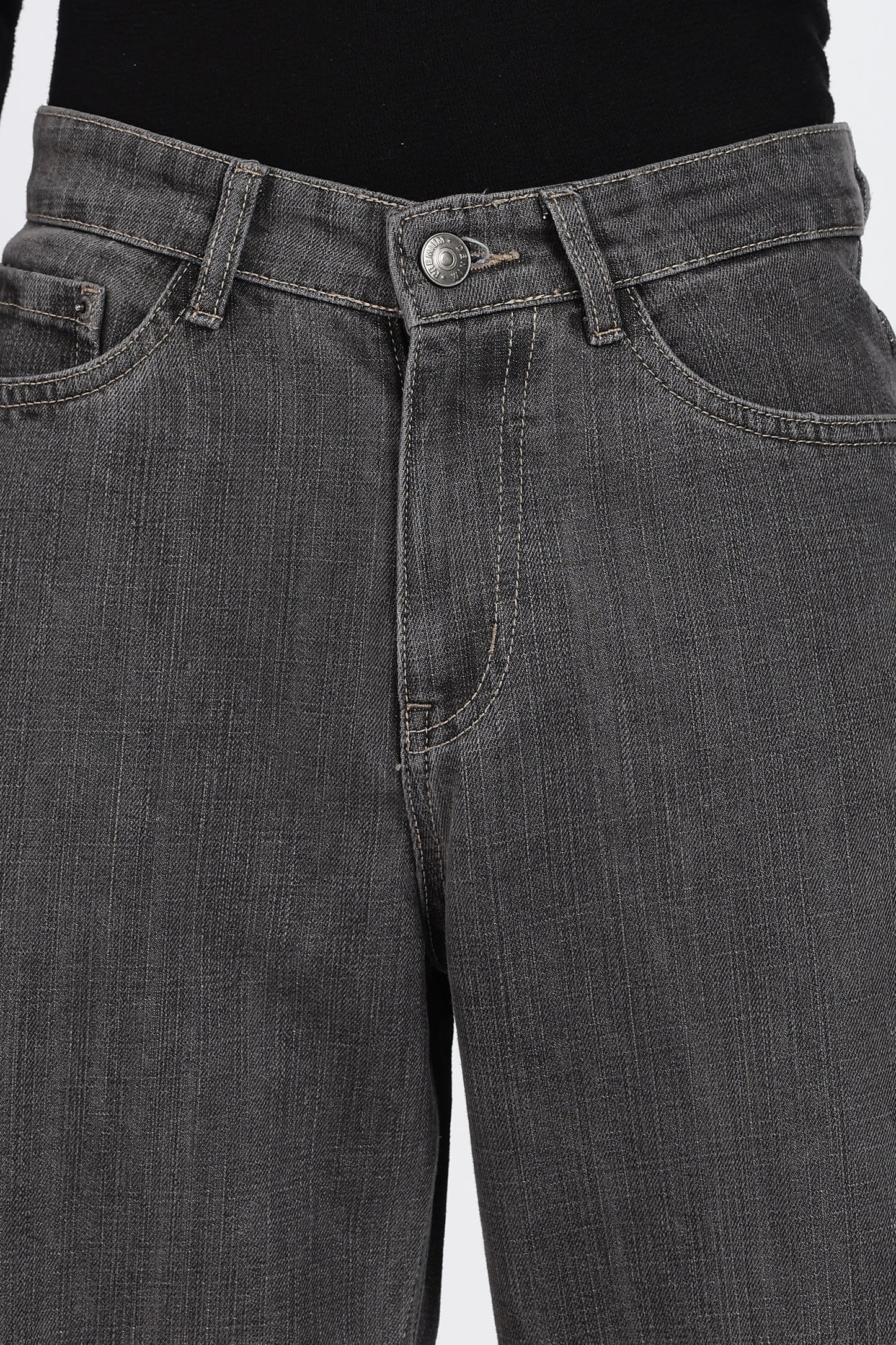 Washed Charcoal Grey Loose Fit Denim Jeans