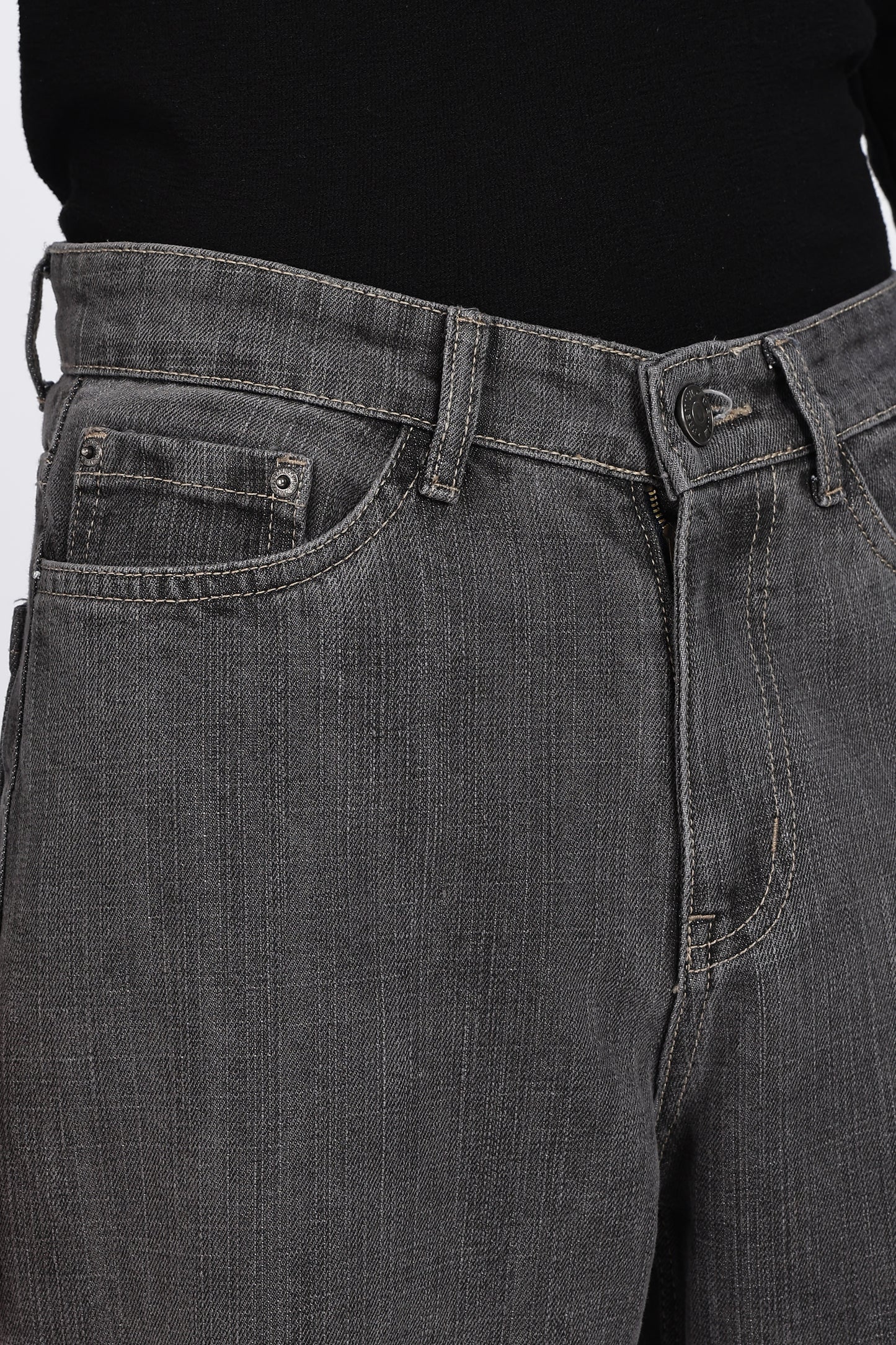 Washed Charcoal Grey Loose Fit Denim Jeans