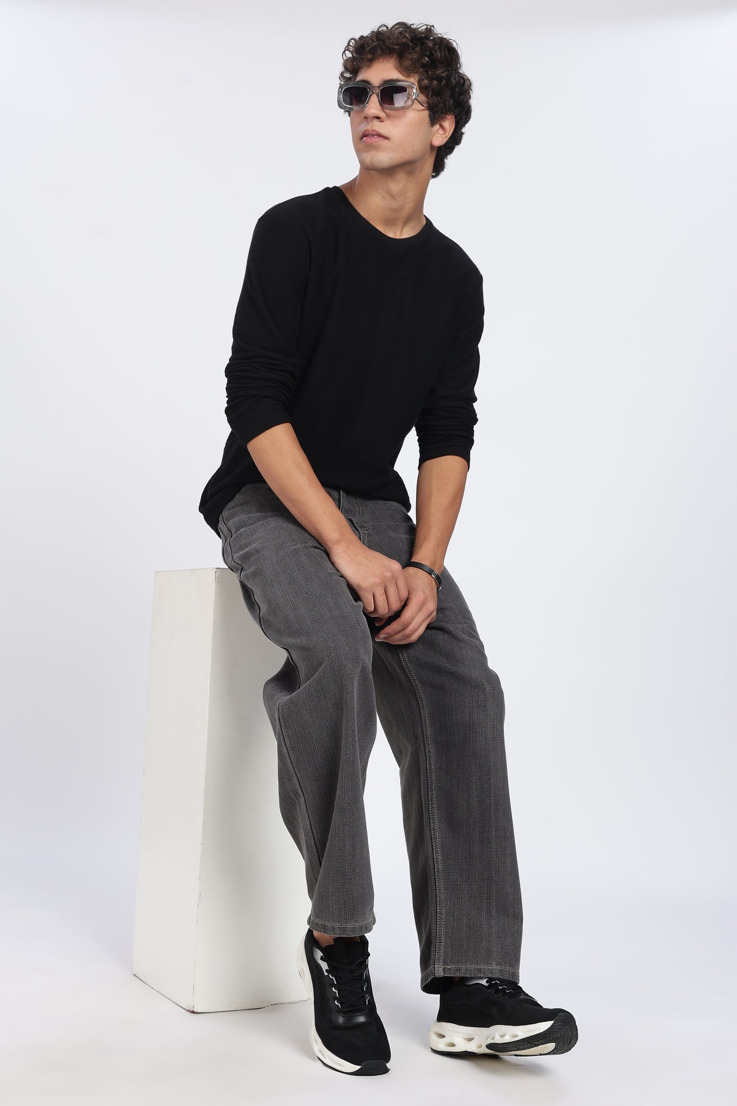 Washed Charcoal Grey Loose Fit Denim Jeans