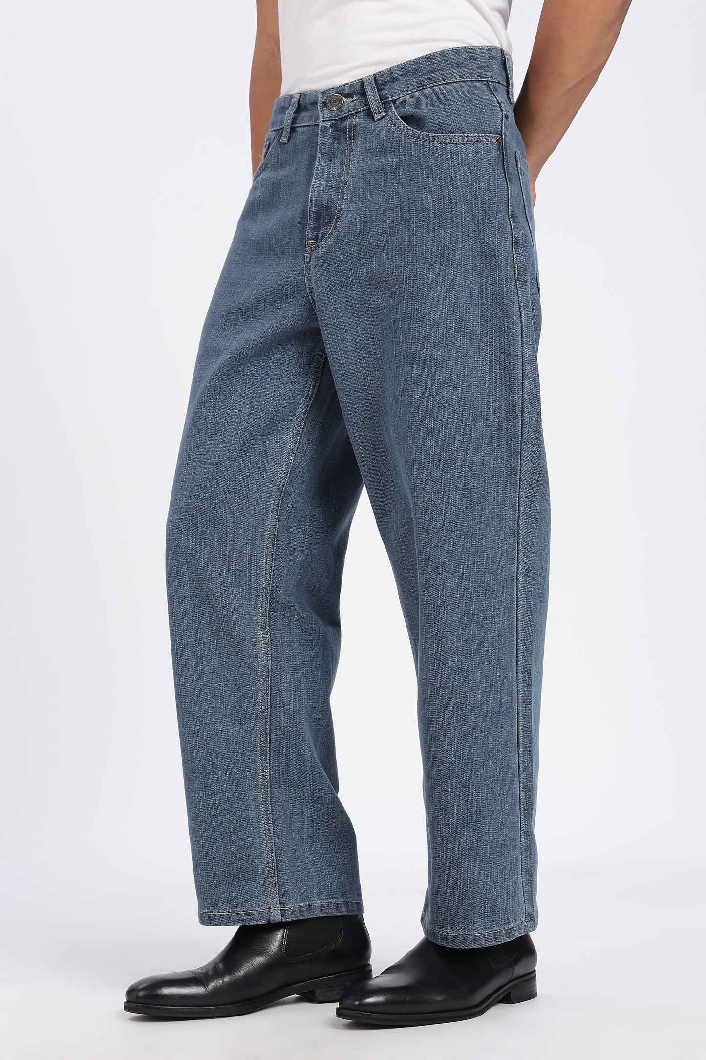 Mid Blue Loose Fit Denim Jeans