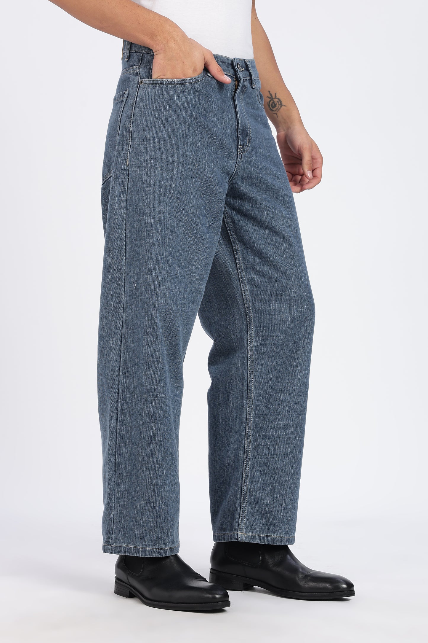Mid Blue Loose Fit Denim Jeans