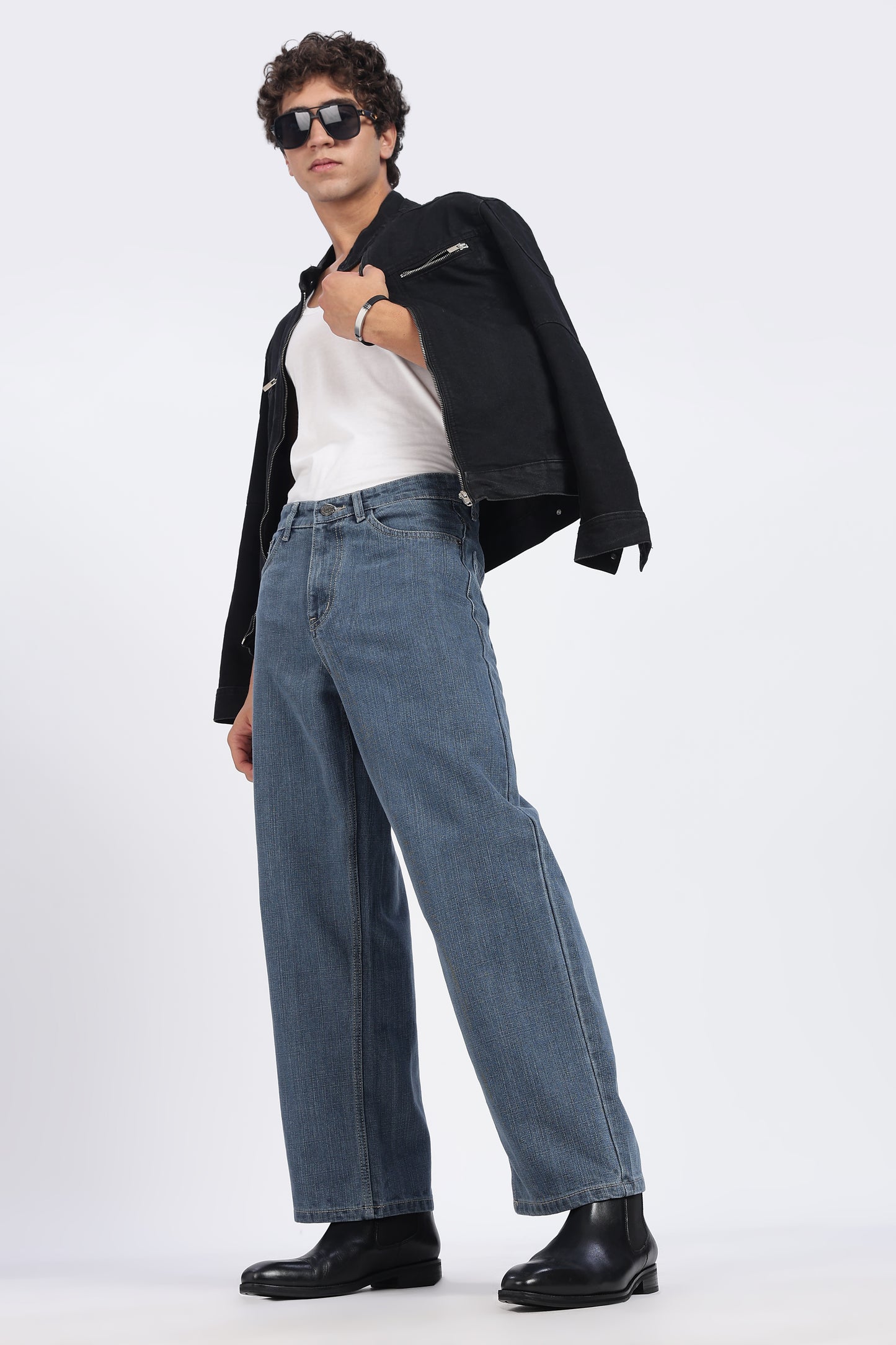 Mid Blue Loose Fit Denim Jeans