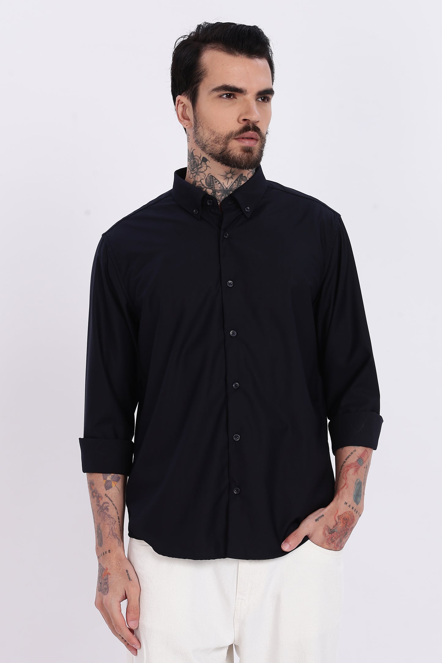 Jet Black Regular Fit Melange Shirt